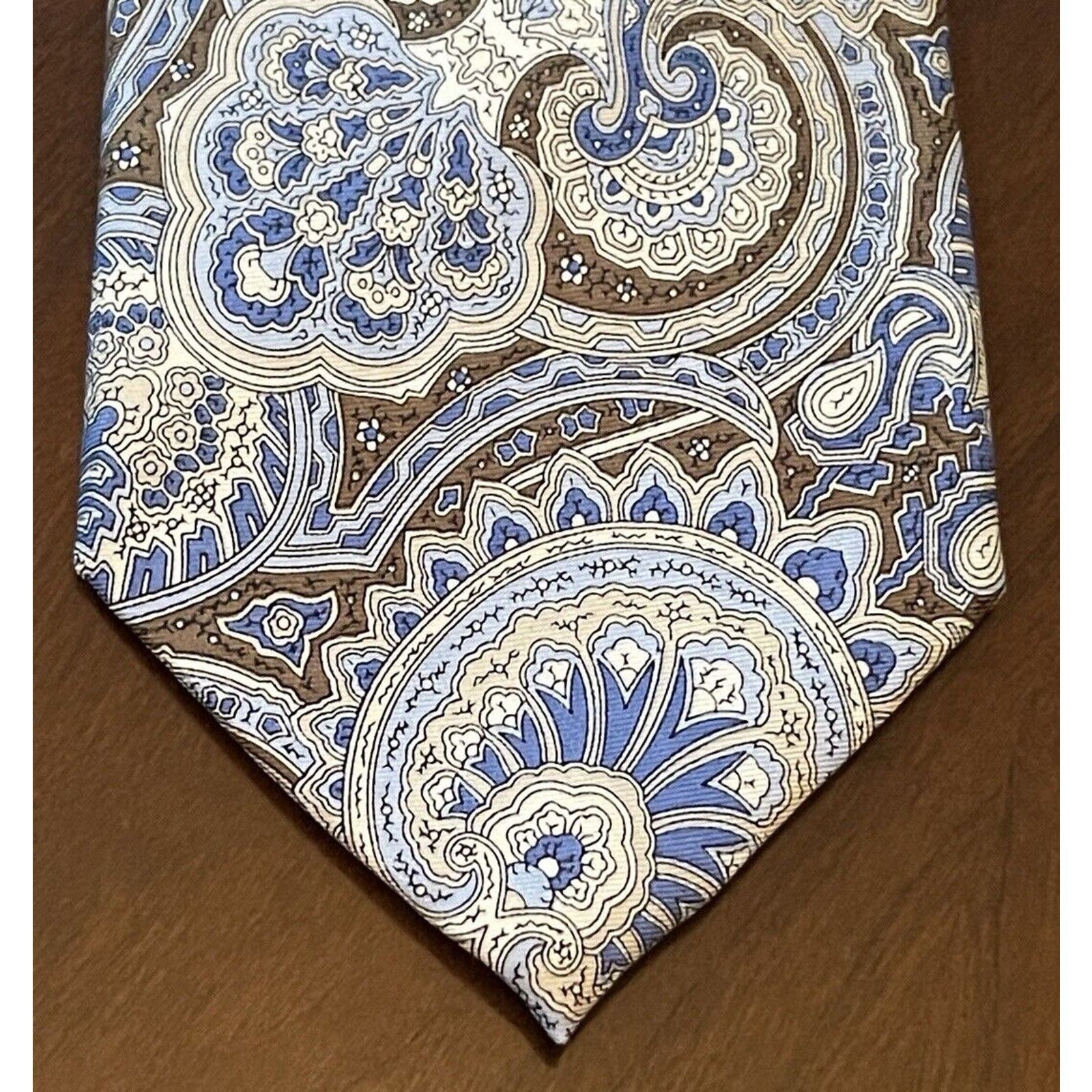 Chaps Chaps Blue Brown Hand Made 100% Silk Made In China Size ONE SIZE - 1 Thumbnail