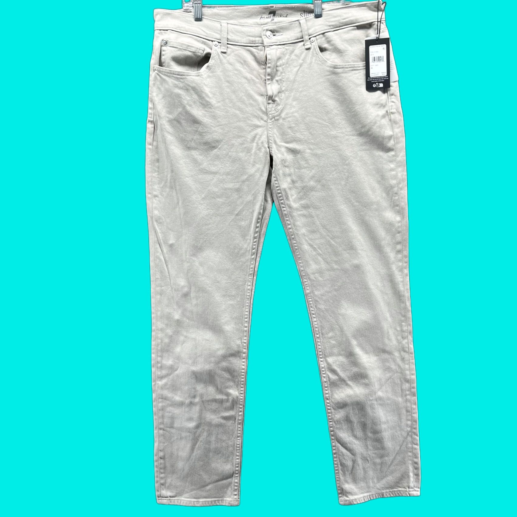 7 For All Mankind 7 For All Mankind Slimmy Jeans Mens 36 Gray Straight Denim Jeans Casual Pants 5-Pocket Logo Zip Fly Size US 36 / EU 52 - 1 Thumbnail