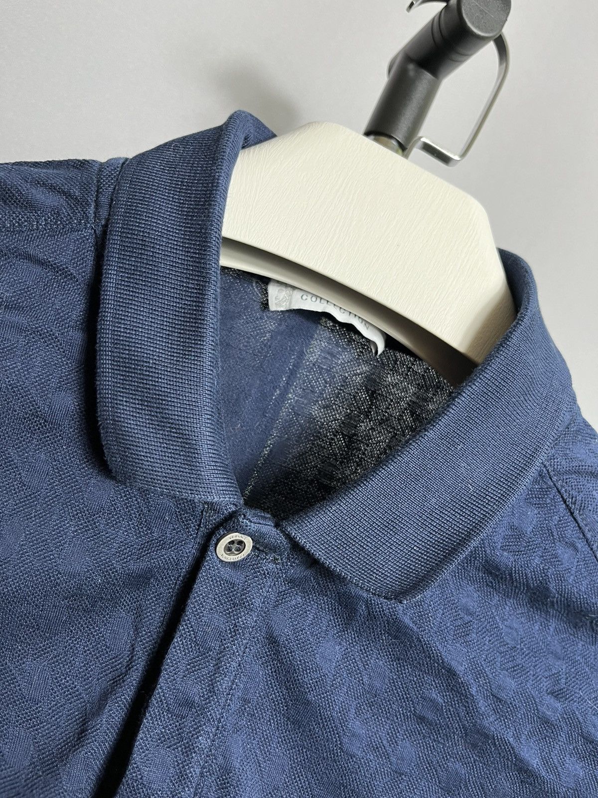 Designer Versace collection blue men’s polo shirt cotton short sleeve Size US XL / EU 56 / 4 - 4 Thumbnail