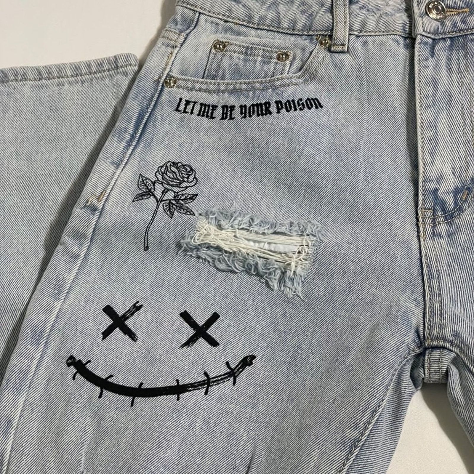 Other Adika Small Toxic High Waist Jeans Distressed Graphic Denim Size 26" / US 2 / IT 38 - 4 Thumbnail