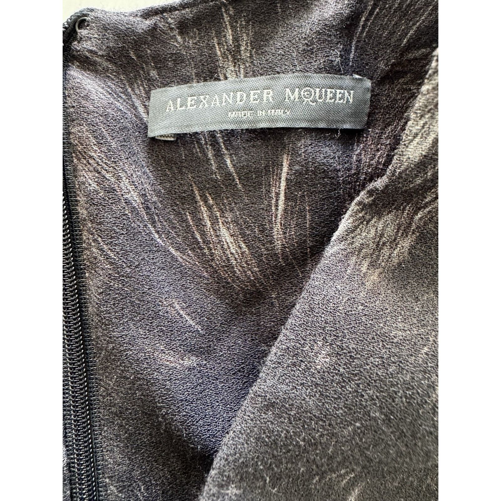McQ Alexander McQueen Alexander McQueen Black Printed Crepe Draped Midi Dress 38 Size XS / US 0-2 / IT 36-38 - 7 Thumbnail