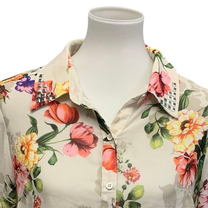 Forever 21 Forever 21 Women Large Floral Button Down Long Sleeve Blouse Size L / US 10 / IT 46 - 2 Thumbnail
