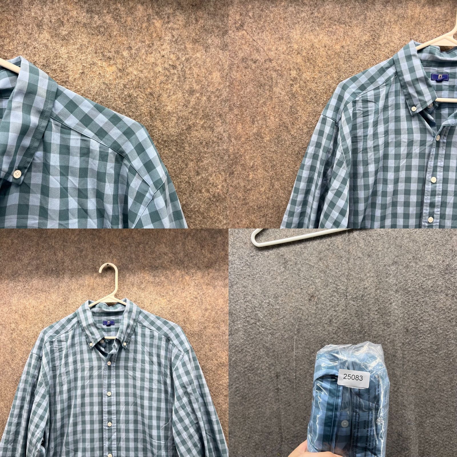 Footjoy FootJoy Shirt Men L Adult Blue Check Button-Down Polyester Spandex Casual Button-Up Casual Wear 4-Season Size US L / EU 52-54 / 3 - 8 Thumbnail