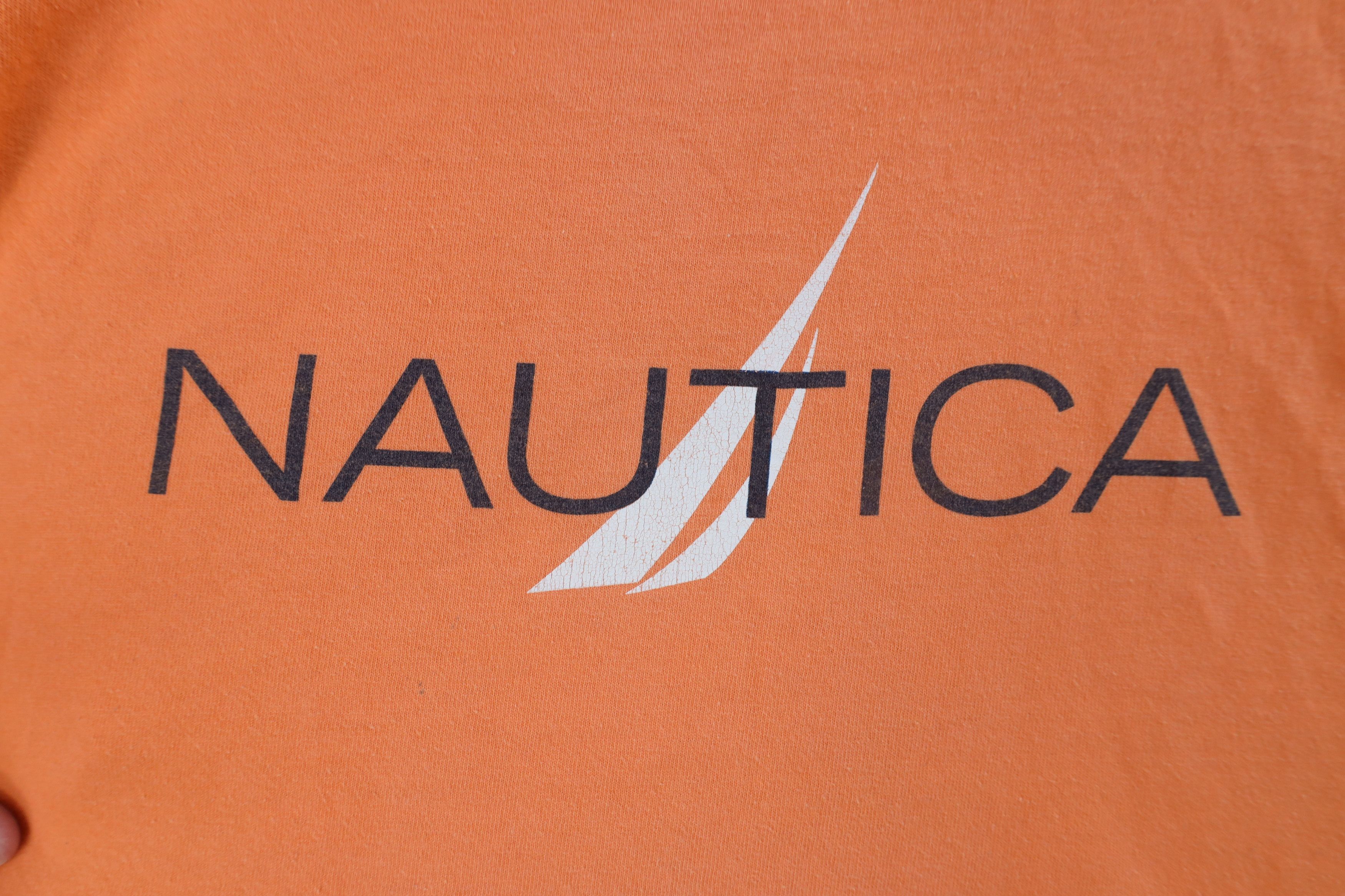 Nautica × Vintage Vintage 90s Nautica Spell Out Big Logo Sailboat T-Shirt Size US L / EU 52-54 / 3 - 4 Thumbnail