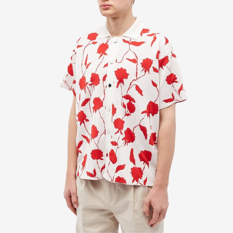 Jacquemus Jacquemus Men's Rose Knit Polo Shirt in White/Red Size US XL / EU 56 / 4 - 1 Thumbnail