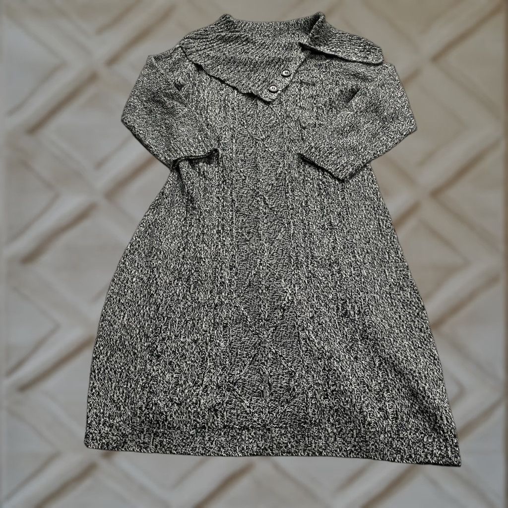 Vintage VINTAGE Allison Brittney Sweater Dress Womens Medium Gray Long Sleeve Knitted Midi Party Casual Workwear Size M / US 6-8 / IT 42-44 - 1 Thumbnail