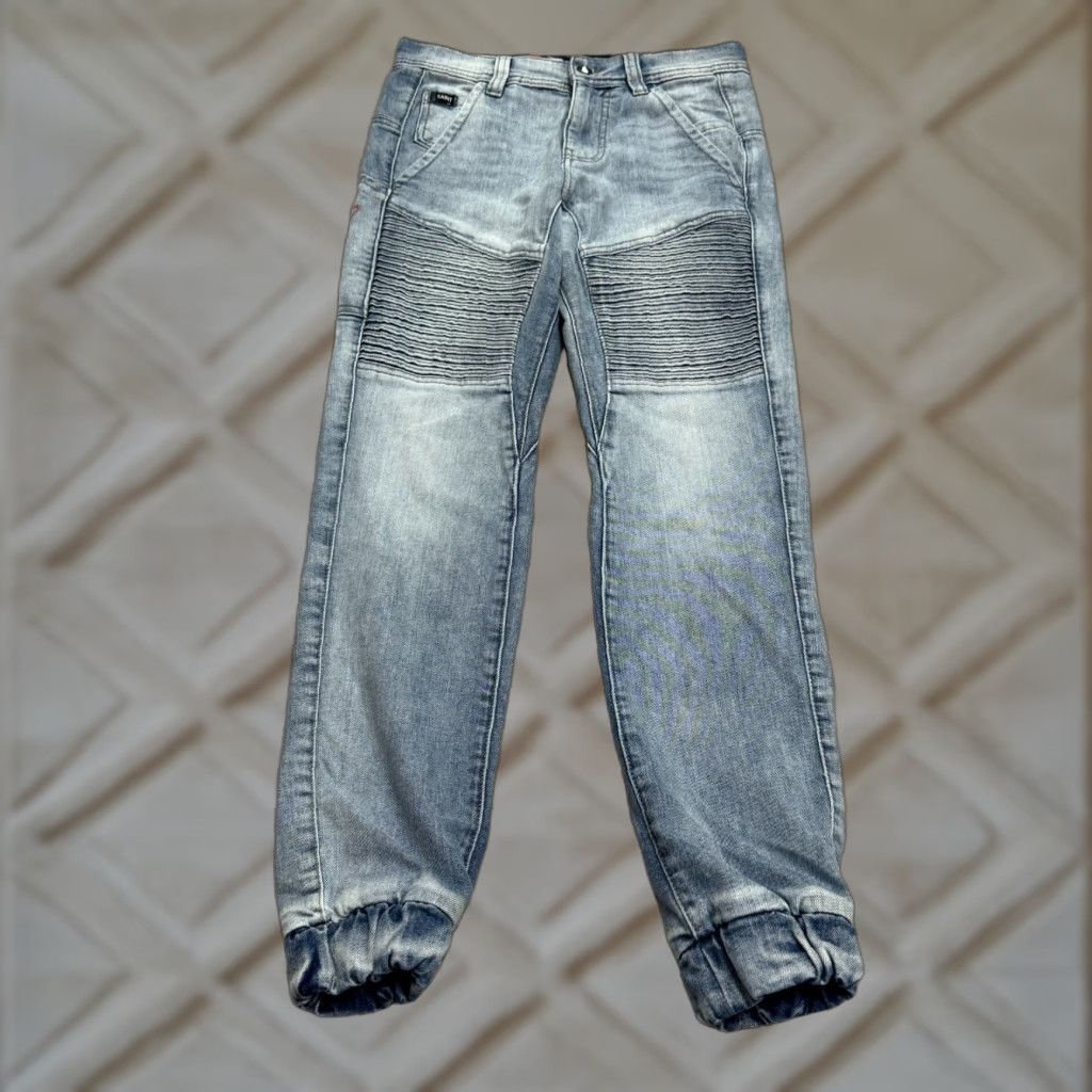 Denime Saint Jeans Jogger Denim Mens 28 Blue Light Wash Streetwear Biker Motorcycle USA Tailored Regular Fit Adult Men Size US 28 / EU 44 - 1 Thumbnail