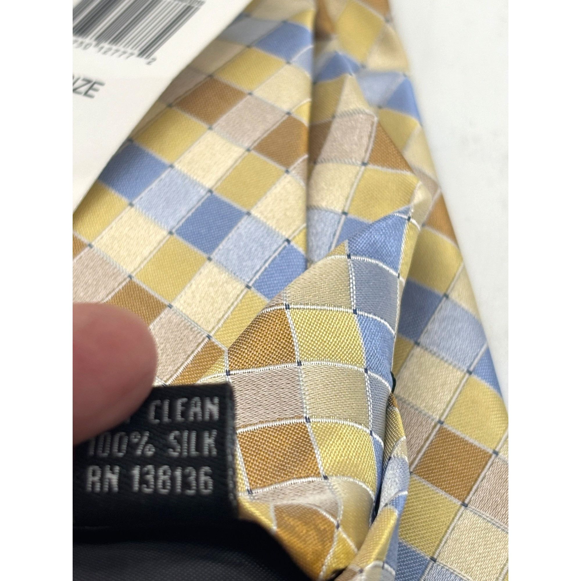Perry Ellis Perry Ellis Portfolio Stolk Geo Slim Silk Tie, Yellow, OS Size ONE SIZE - 8 Thumbnail