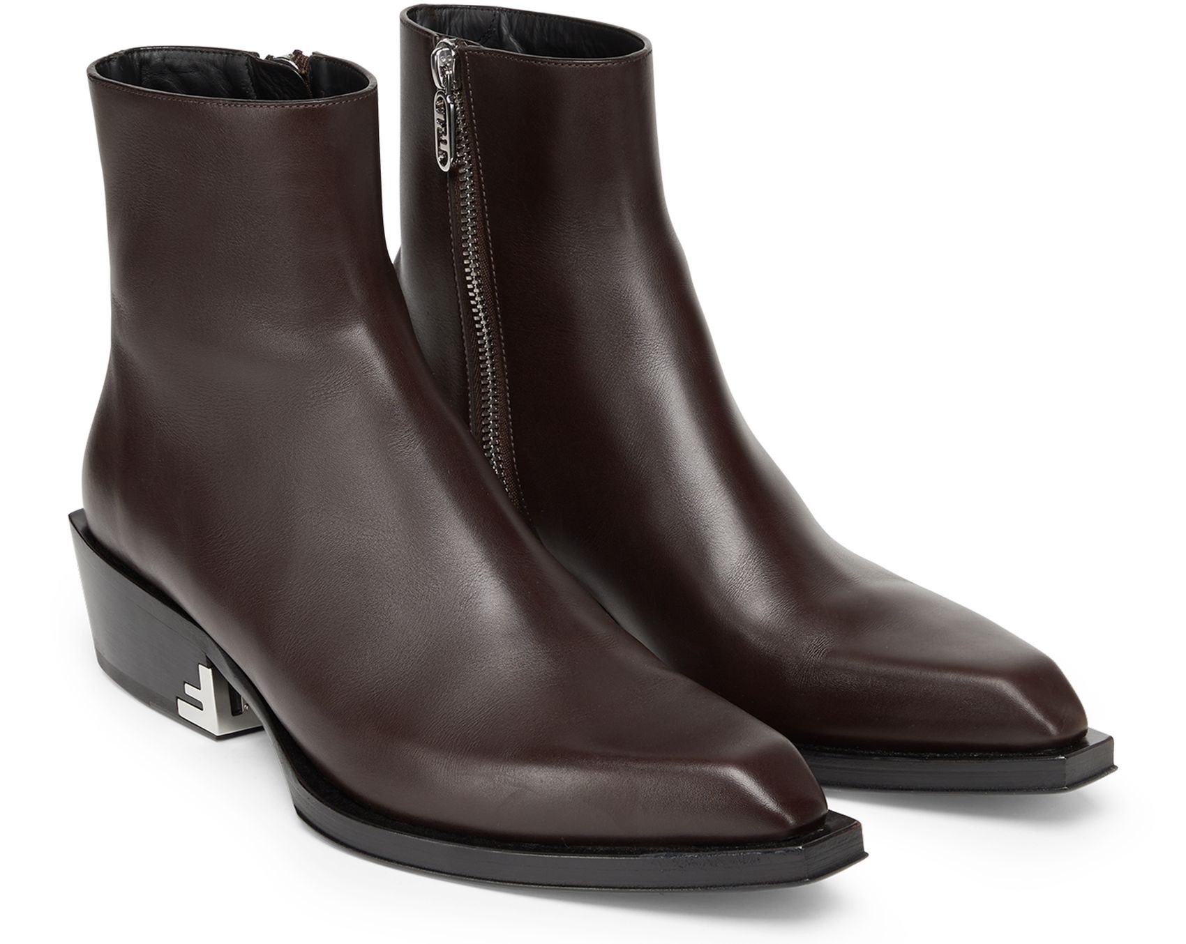 Fendi o1s1wg111224 Cuban-Heel Leather Ankle Boots in Brown Size US 13 / EU 46 - 2 Thumbnail