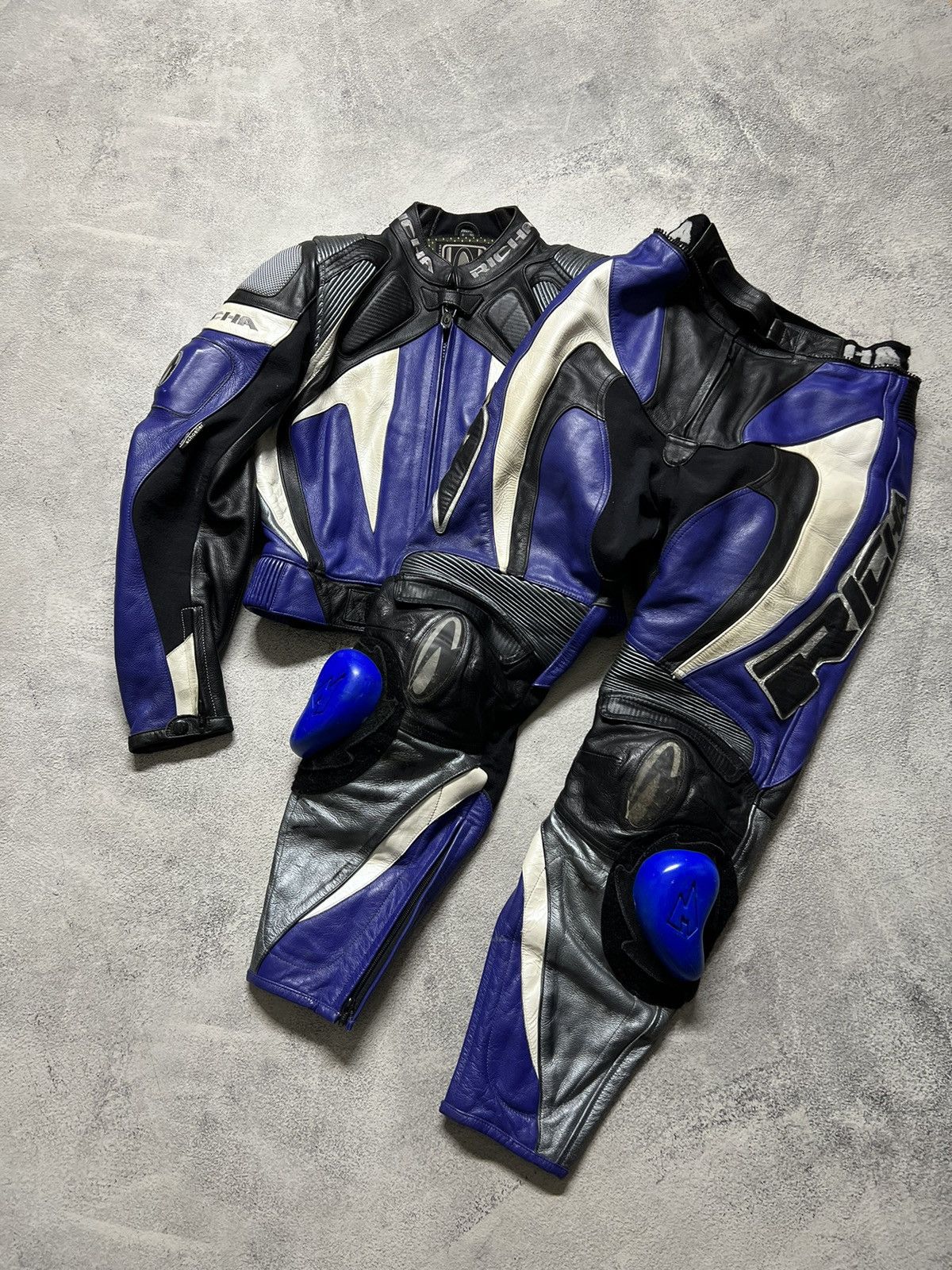 Vintage Richa Moto Leather Suit Jacket+Pants Racing Bike 90s