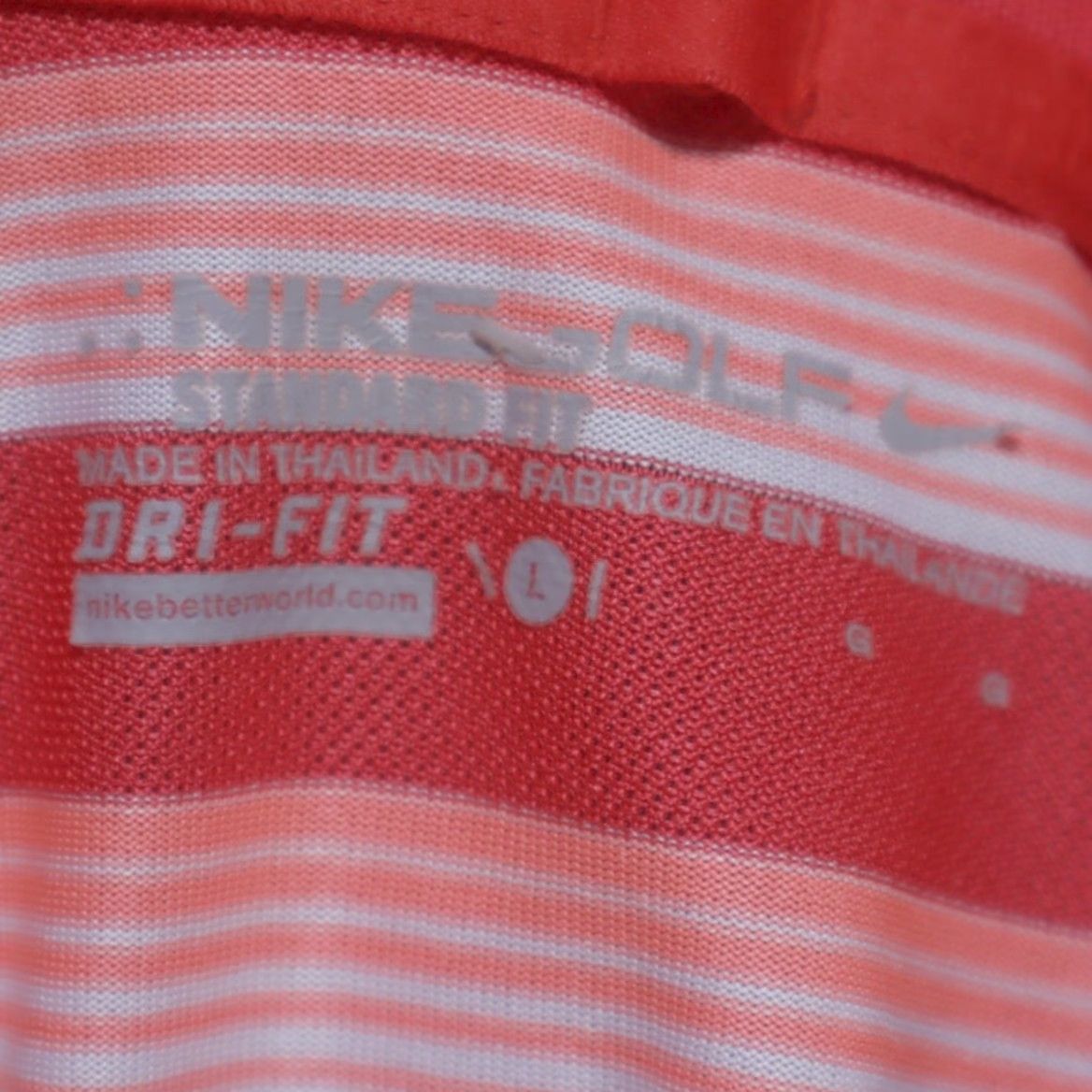 Nike Nike Dri-Fit Golf Jersey Polyester Striped Polo Shirt Red Men's L Size US L / EU 52-54 / 3 - 5 Thumbnail