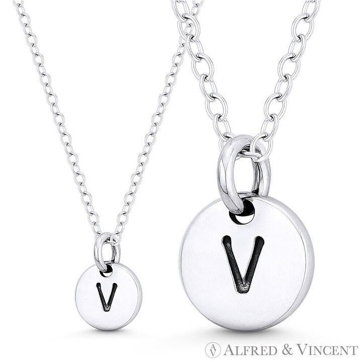 Other Initial Letter "V" Engraved Tiny Circle Pendant Size ONE SIZE - 1 Preview