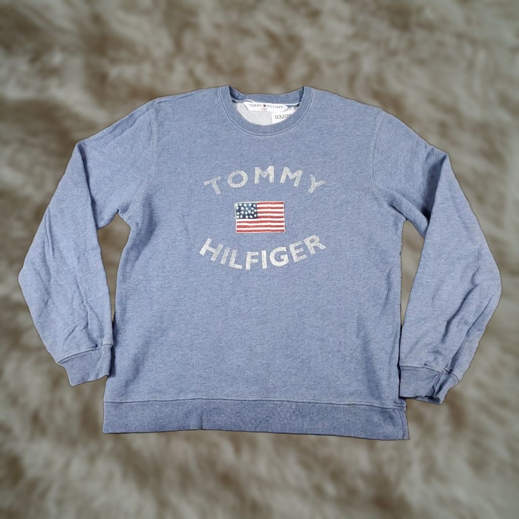 Tommy Hilfiger Tommy Hilfiger Pullover Sweater Womens Medium Blue Mock Neck Long Sleeve Casual Cotton Blend Size M / US 6-8 / IT 42-44 - 1 Thumbnail