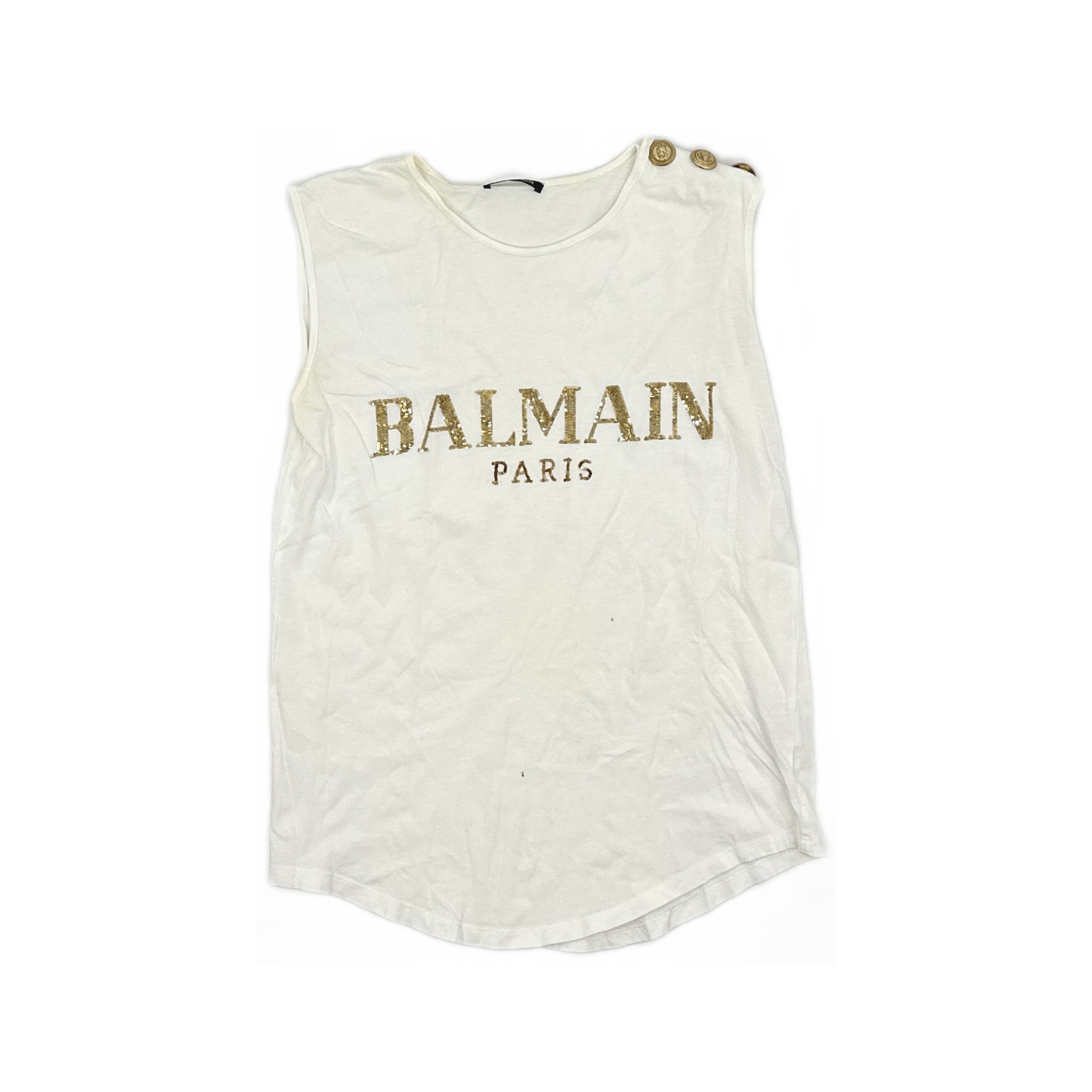 Balmain Balmain Gold Sequin Logo Tank Top Size 36 Size XS / US 0-2 / IT 36-38 - 1 Thumbnail