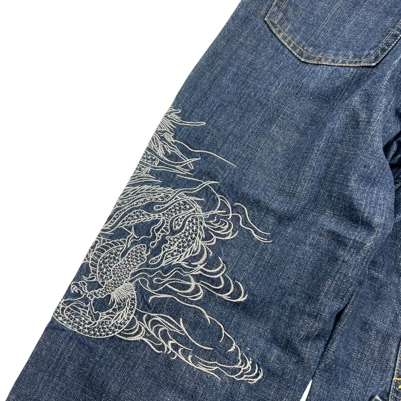 Karakuri Tamashii Vintage Karakuri Embroidered Dragon Japanese Jeans Waist 33 Size US 33 - 5 Thumbnail