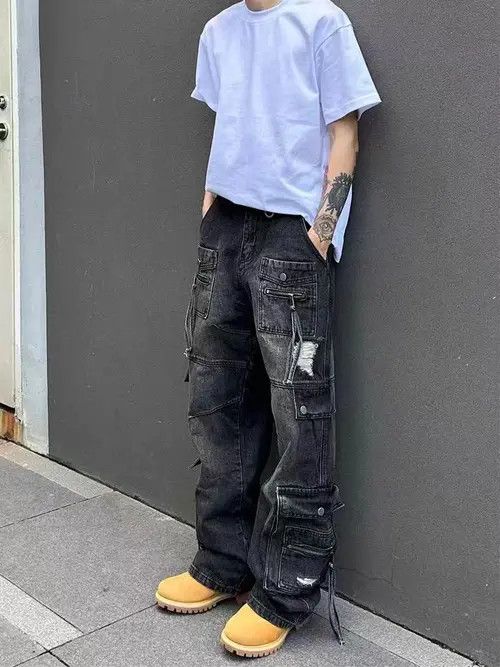 VIBE Vintage street hip-hop punk washed workwear ripped jeans Size US 28 / EU 44 - 1 Thumbnail