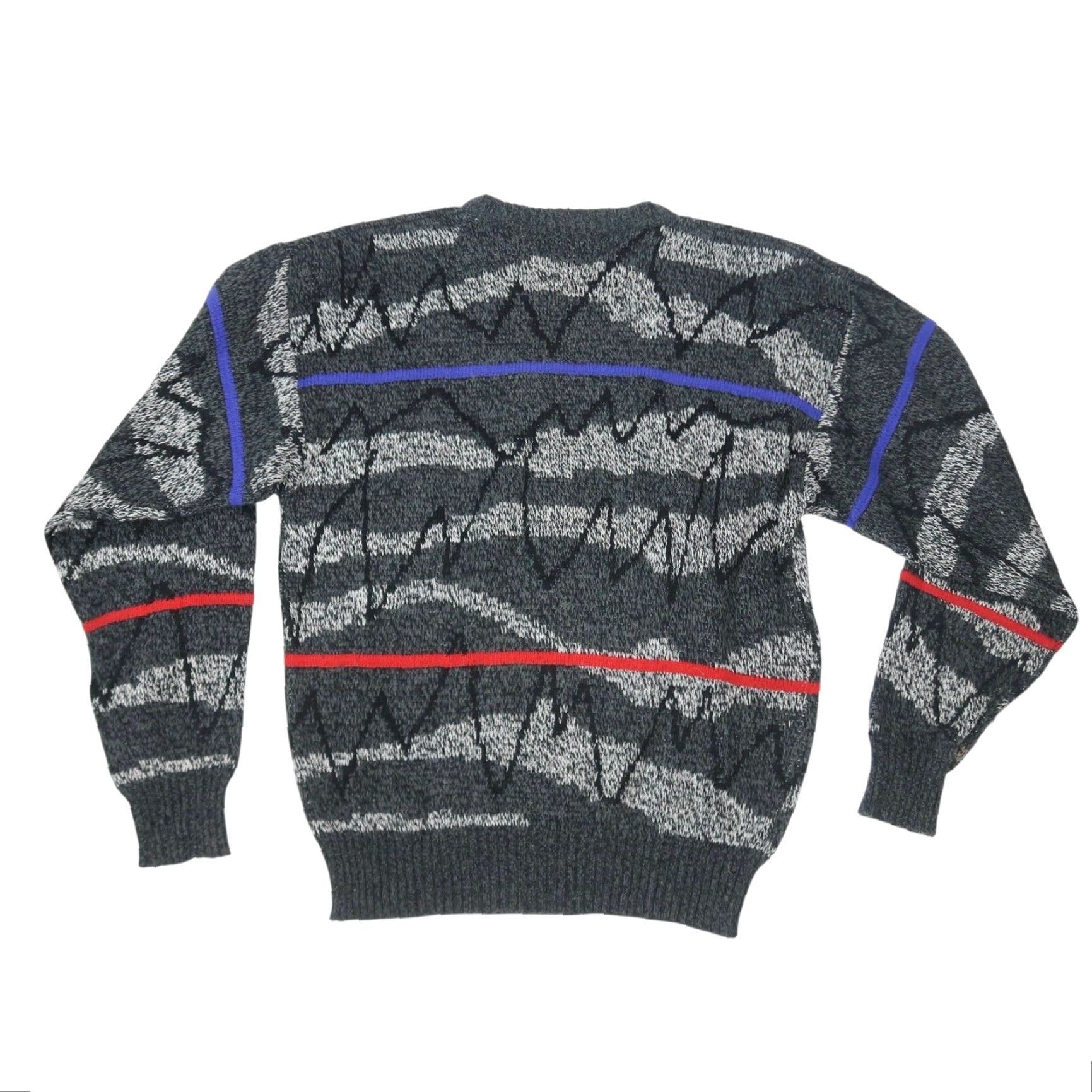 Vintage VINTAGE Michael Gerald Sweater Crew Neck Striped Grey Black 80s 90s Mens L Pullover Knit Acrylic Long Sleeve Size US L / EU 52-54 / 3 - 3 Thumbnail