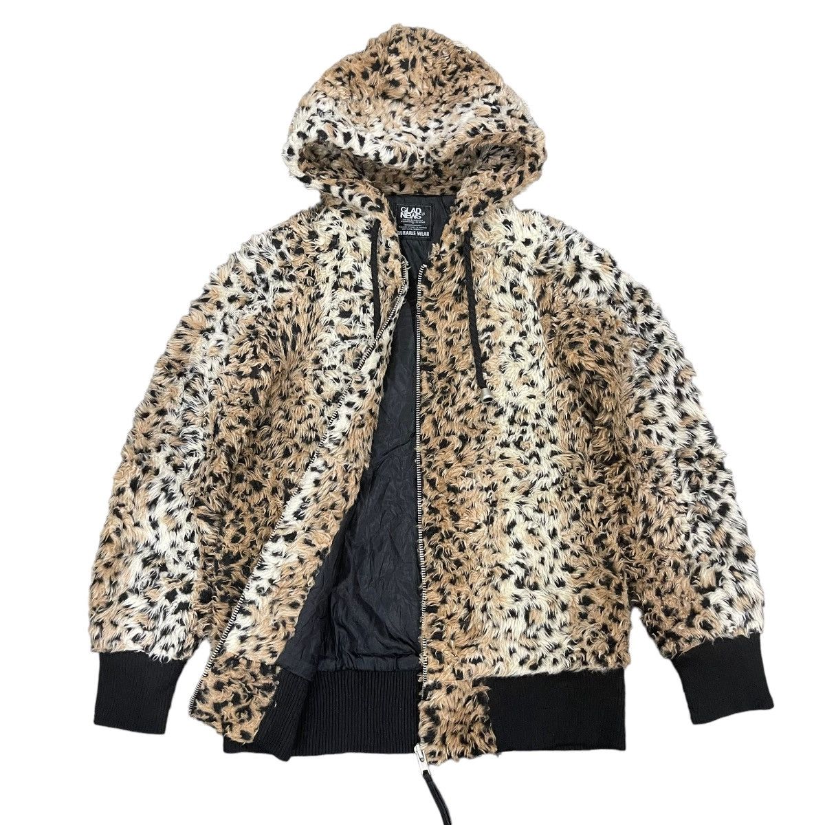 Vintage Designer Leopard Print Faux Fur Shearling Hoodie Jacket Size M / US 6-8 / IT 42-44 - 7 Thumbnail