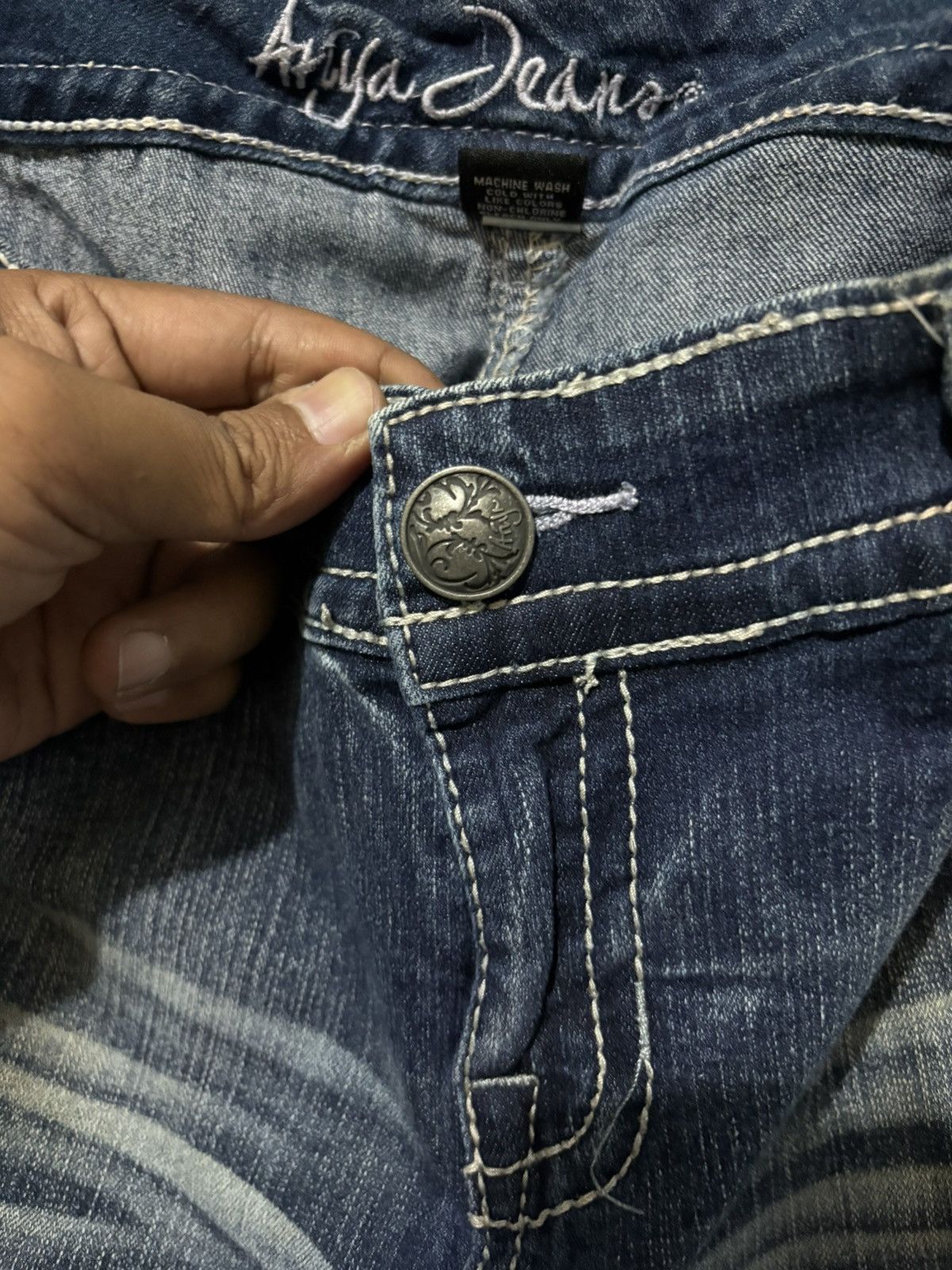 Japanese Brand Atiya Jeans Streetwear Low Flared Denim Jeans Size US 37 - 6 Thumbnail