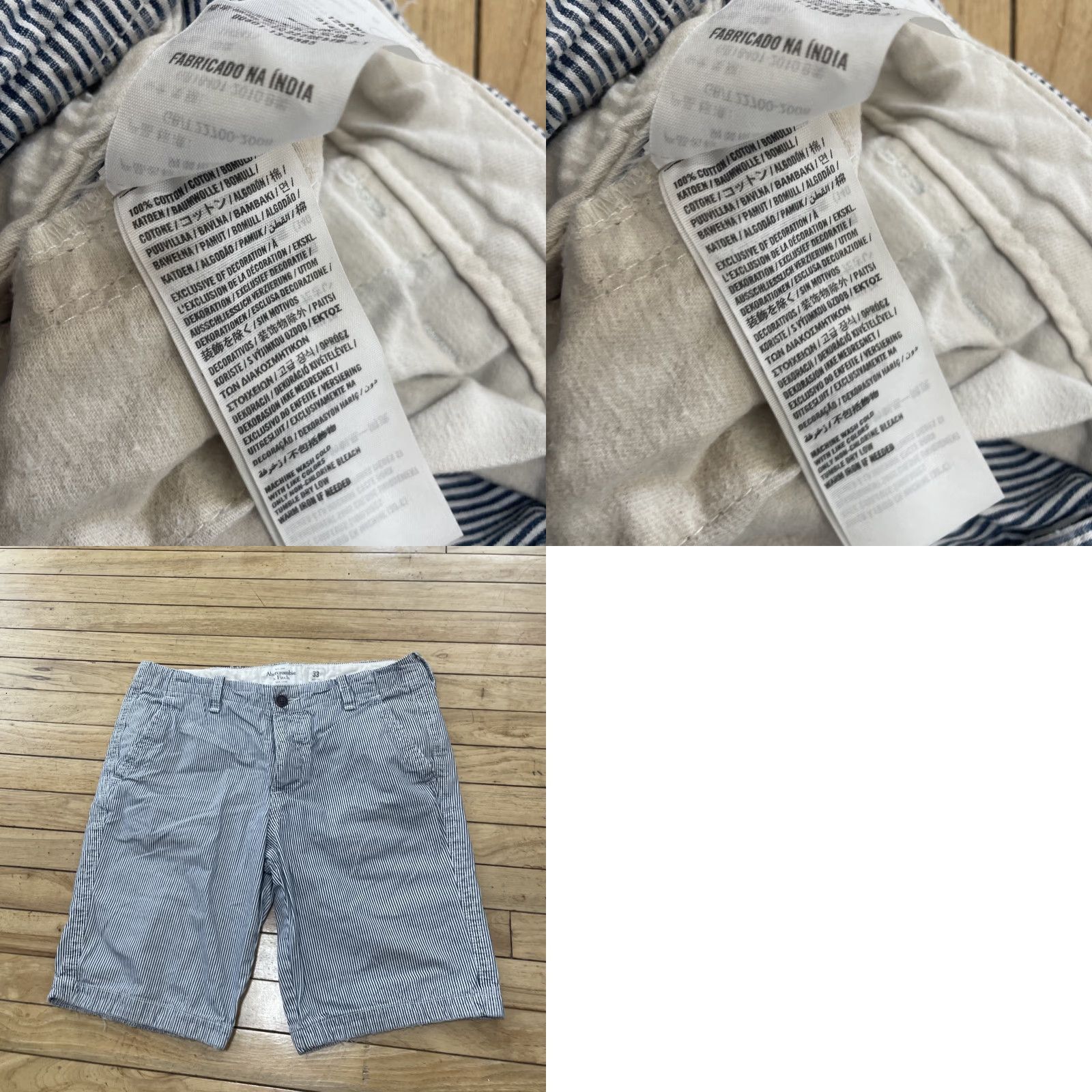 Abercrombie & Fitch Abercrombie & Fitch Shorts Men 33 Preppy Blue White Sailor Chino Button Fly Pin Stripe Flat Front Size US 33 - 11 Thumbnail