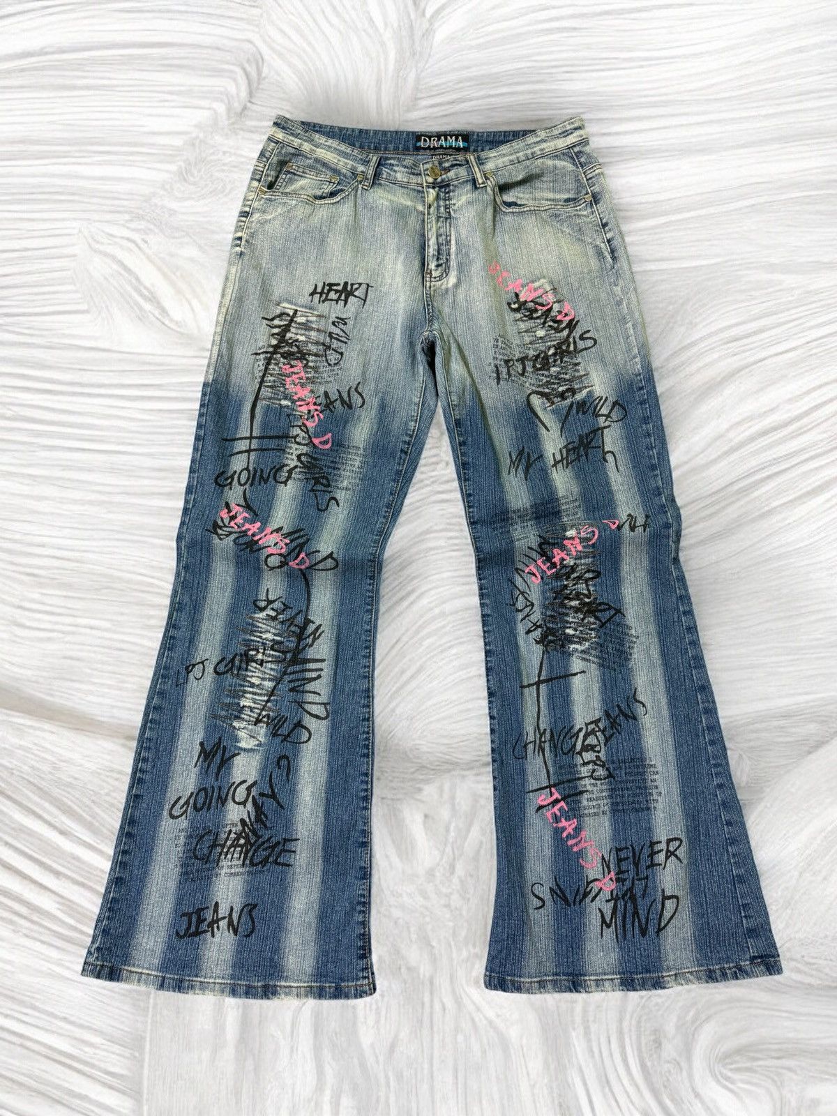 Hysteric Glamour FLARE DRAMA JEANS PRINTED DESIGN BOOT CUT STRETCHABLE JEANS Size US 34 / EU 50 - 1 Thumbnail