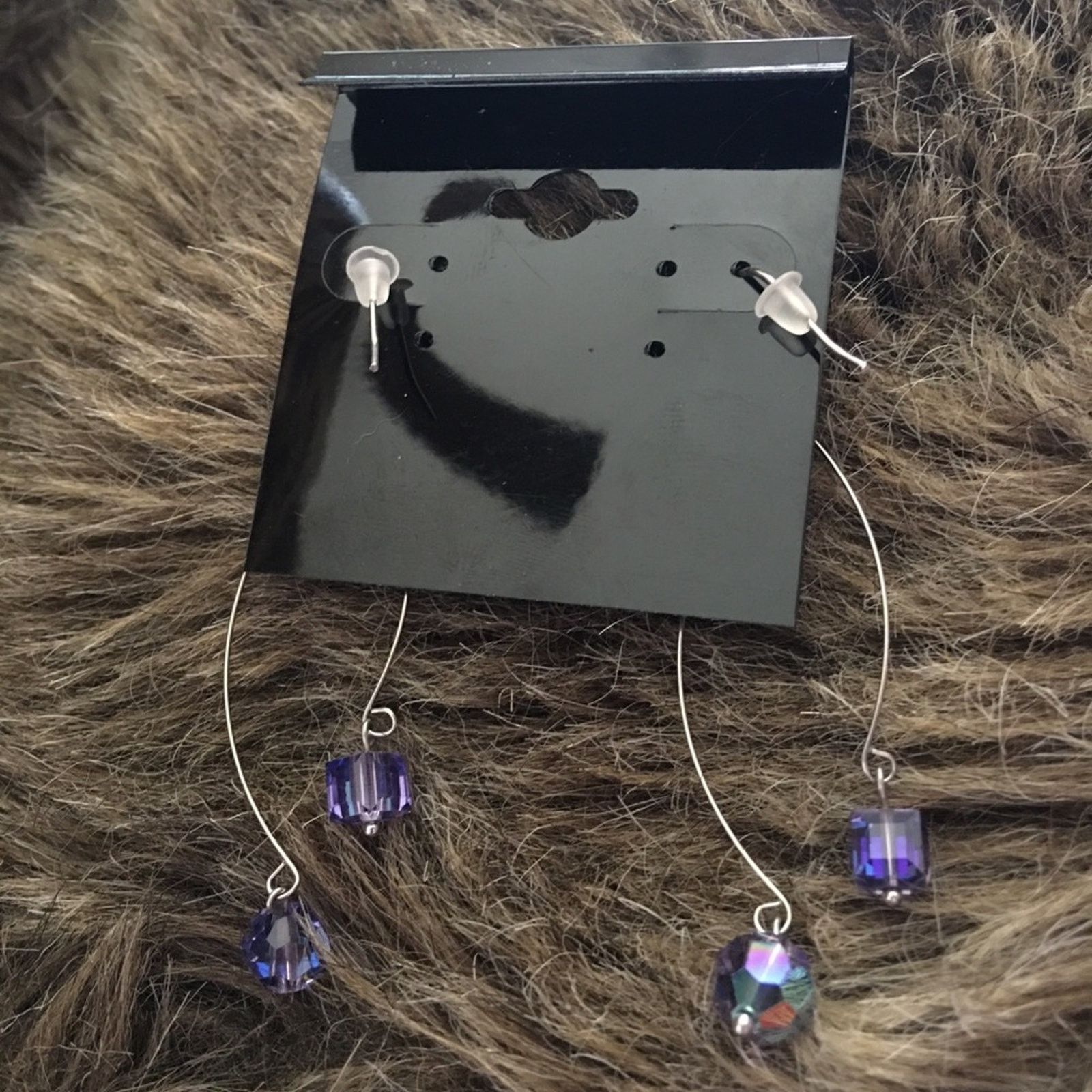 Jewelry Purple sparkle bead dangle wire fish hook earrings Size ONE SIZE - 3 Thumbnail