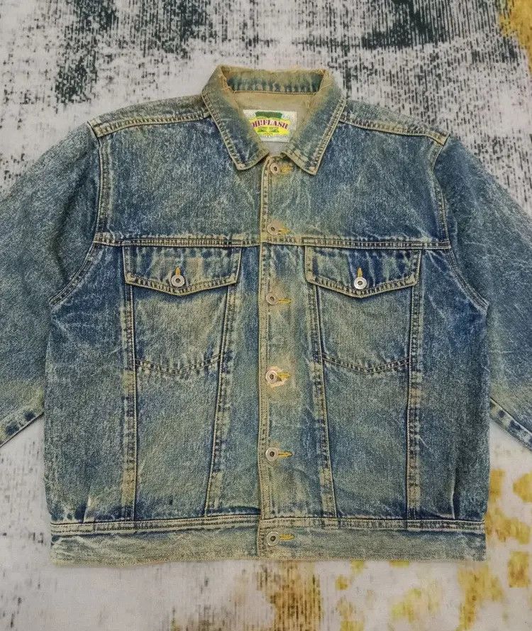 Japanese Brand Vintage OH! FLASH Faded Distressed Oeiflasi Denim Jacket Size US S / EU 44-46 / 1 - 3 Thumbnail