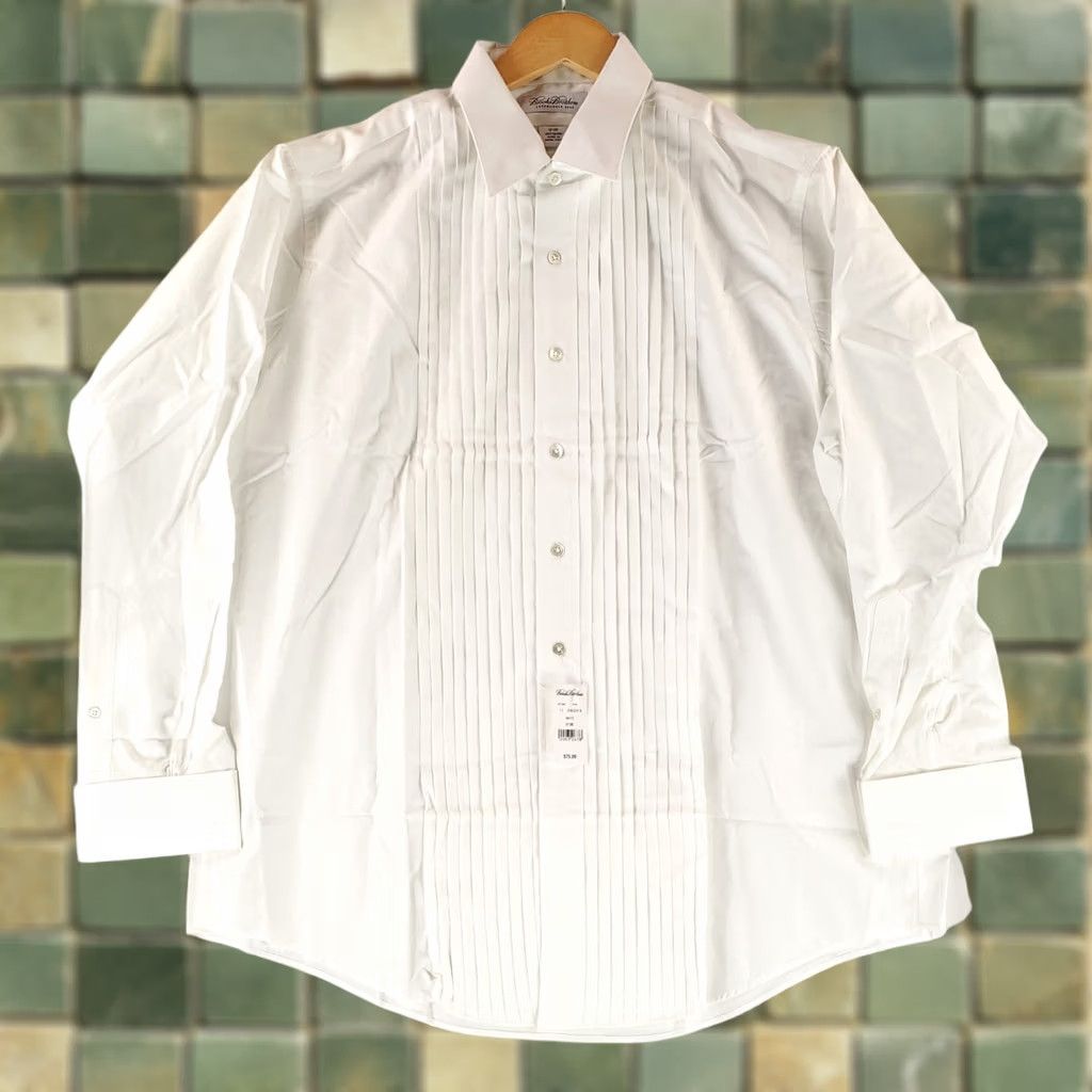 Brooks Brothers Brooks Brothers Shirt Tuxedo Button Up White Frech Cuffs Mens XL 17-35 NWT Size US XL / EU 56 / 4 - 1 Thumbnail