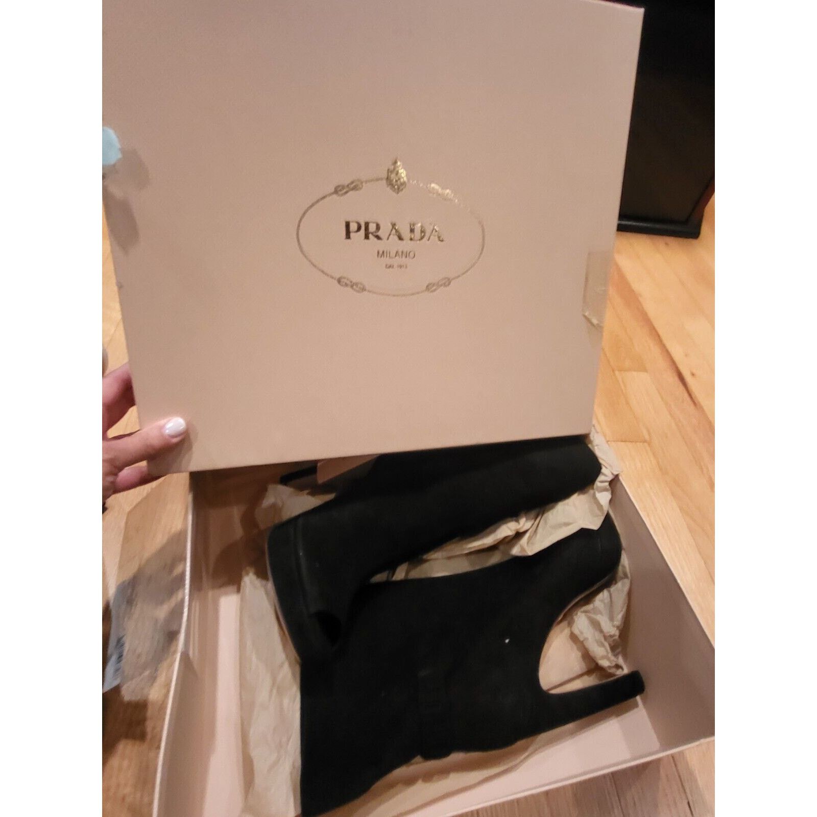 Prada Prada Peep Toe Suede Bootie. See Pictures For Imperfections. Size US 9 / IT 39 - 2 Thumbnail