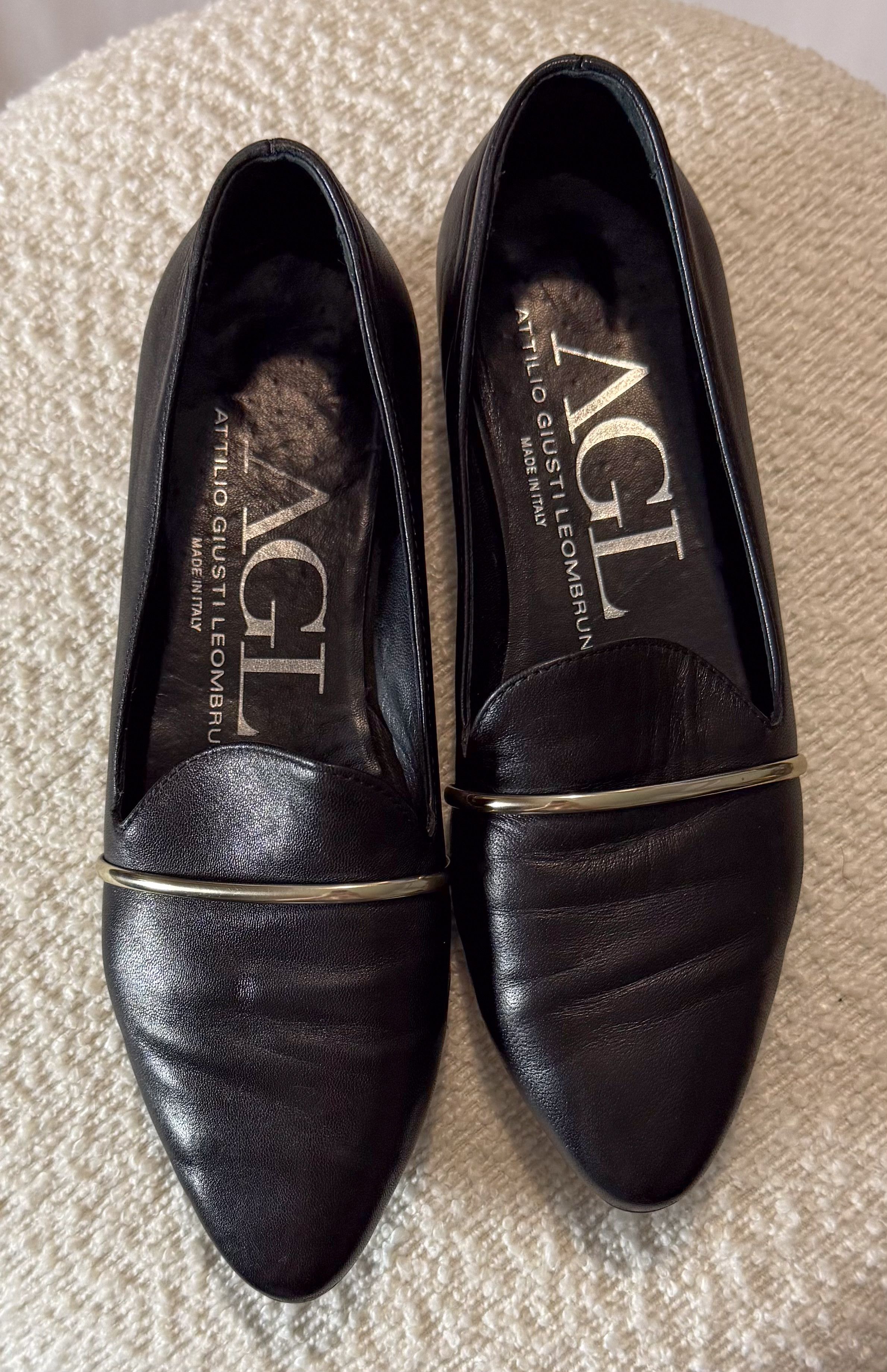 AGL AGL Attilio Giusti Leombruni Black Leather Flats Size US 4.5 / IT 34.5 - 2 Thumbnail