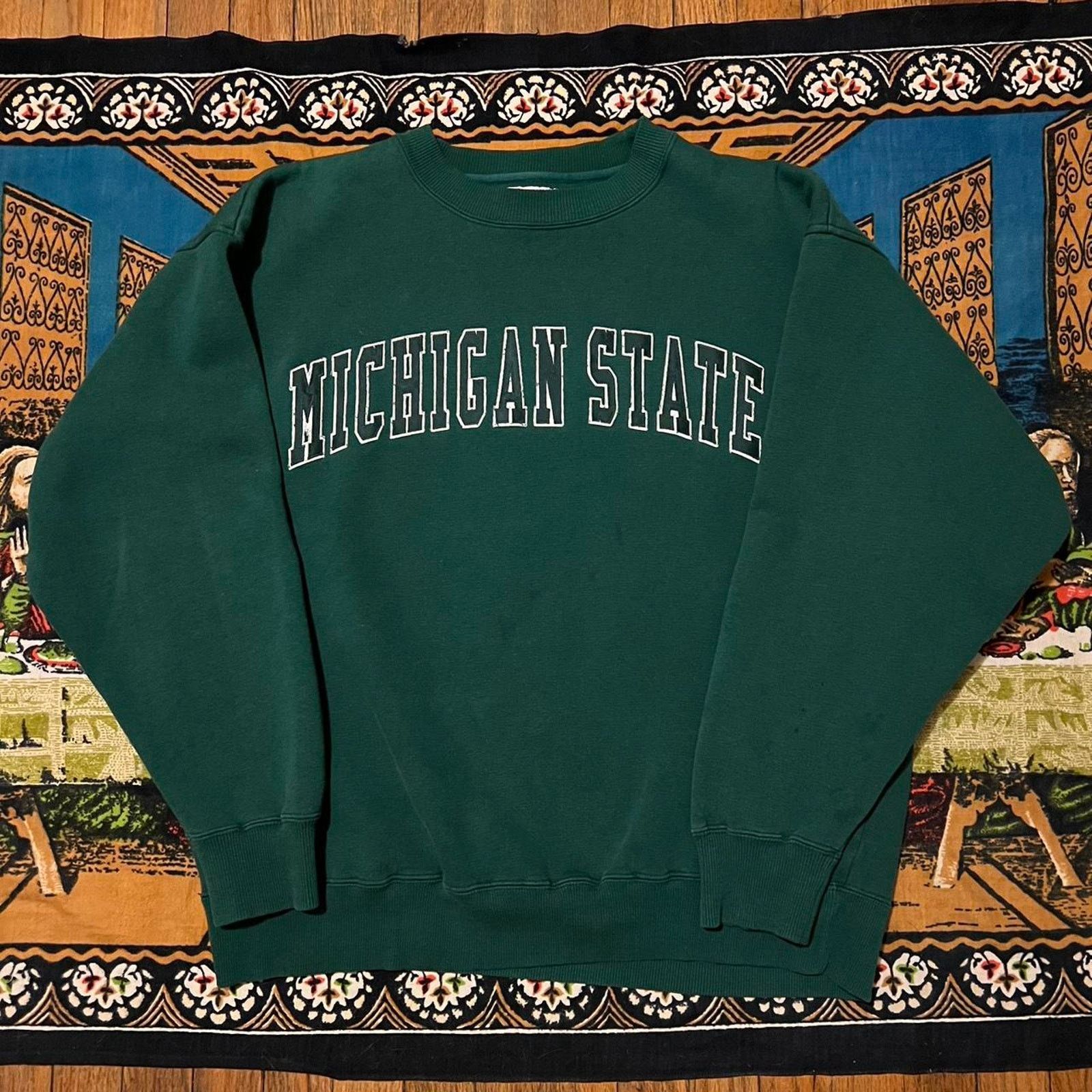 Majestic × Nike Vintage 90s michigan state crewneck sportswear msu college Size US XL / EU 56 / 4 - 1 Thumbnail