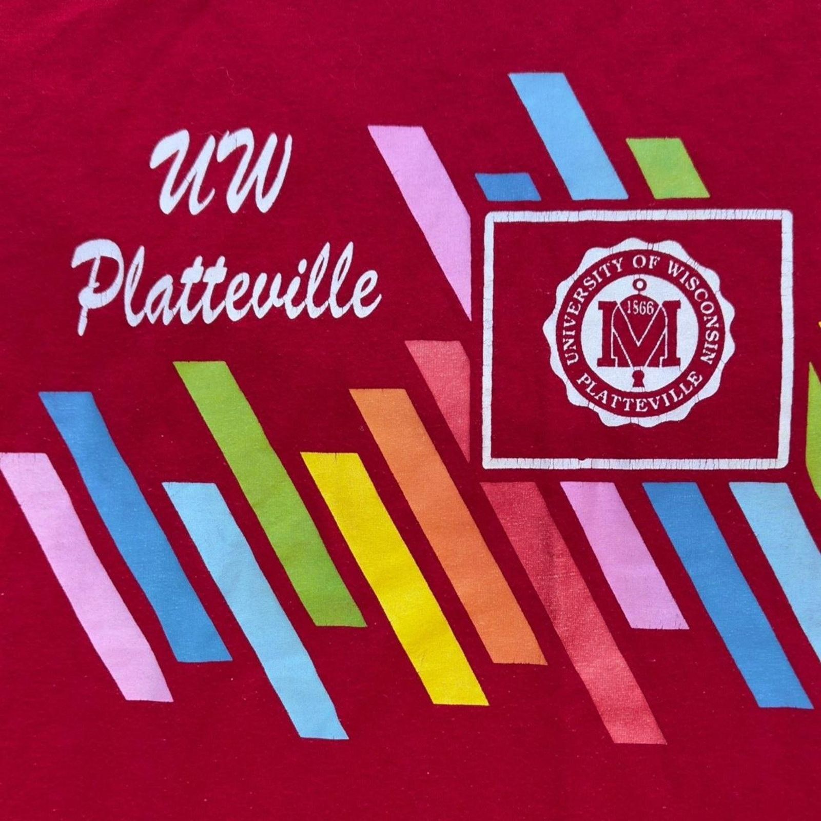 Velva Sheen 80’s Made In USA UW Platteville T-Shirt 🎓 Size US M / EU 48-50 / 2 - 3 Thumbnail
