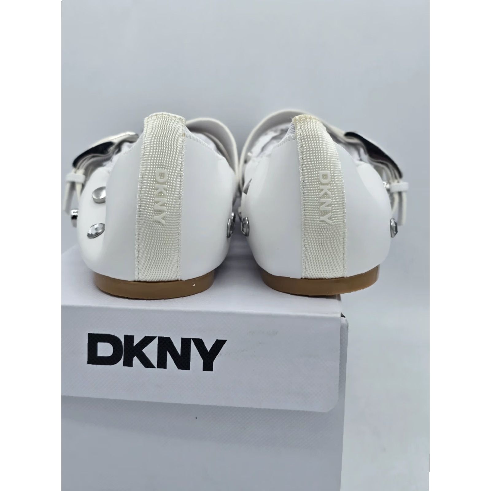 DKNY DKNY Women’s Davey Studded Ballet Flat with Belt Detail Mule White Sz 11 M - Flat, White, KDNY, Women, Shoes, Sandal? Size ONE SIZE - 7 Thumbnail