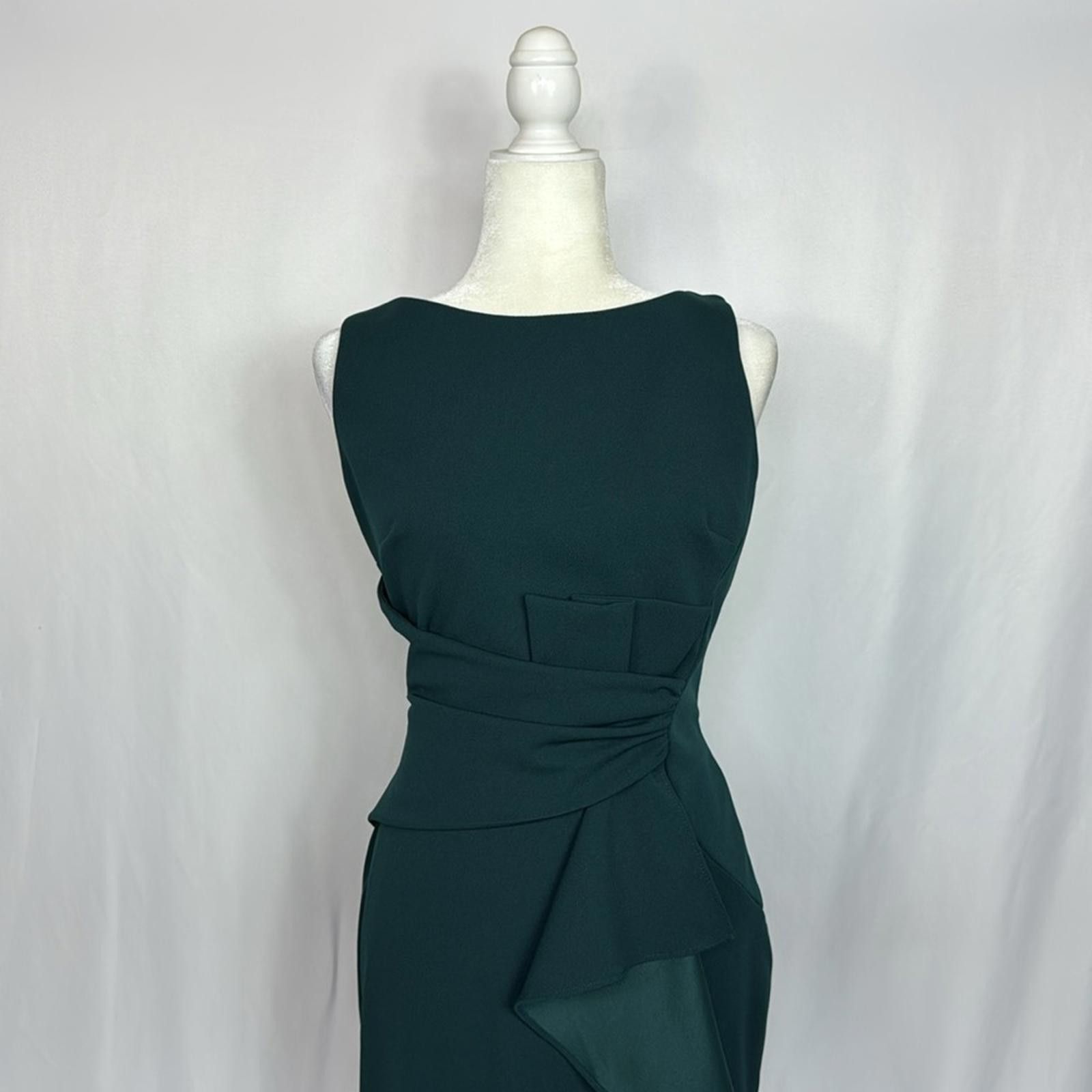 Designer Betsy and Adam Christina Ruffled Bow Dress Size 10 Green Size L / US 10 / IT 46 - 6 Thumbnail