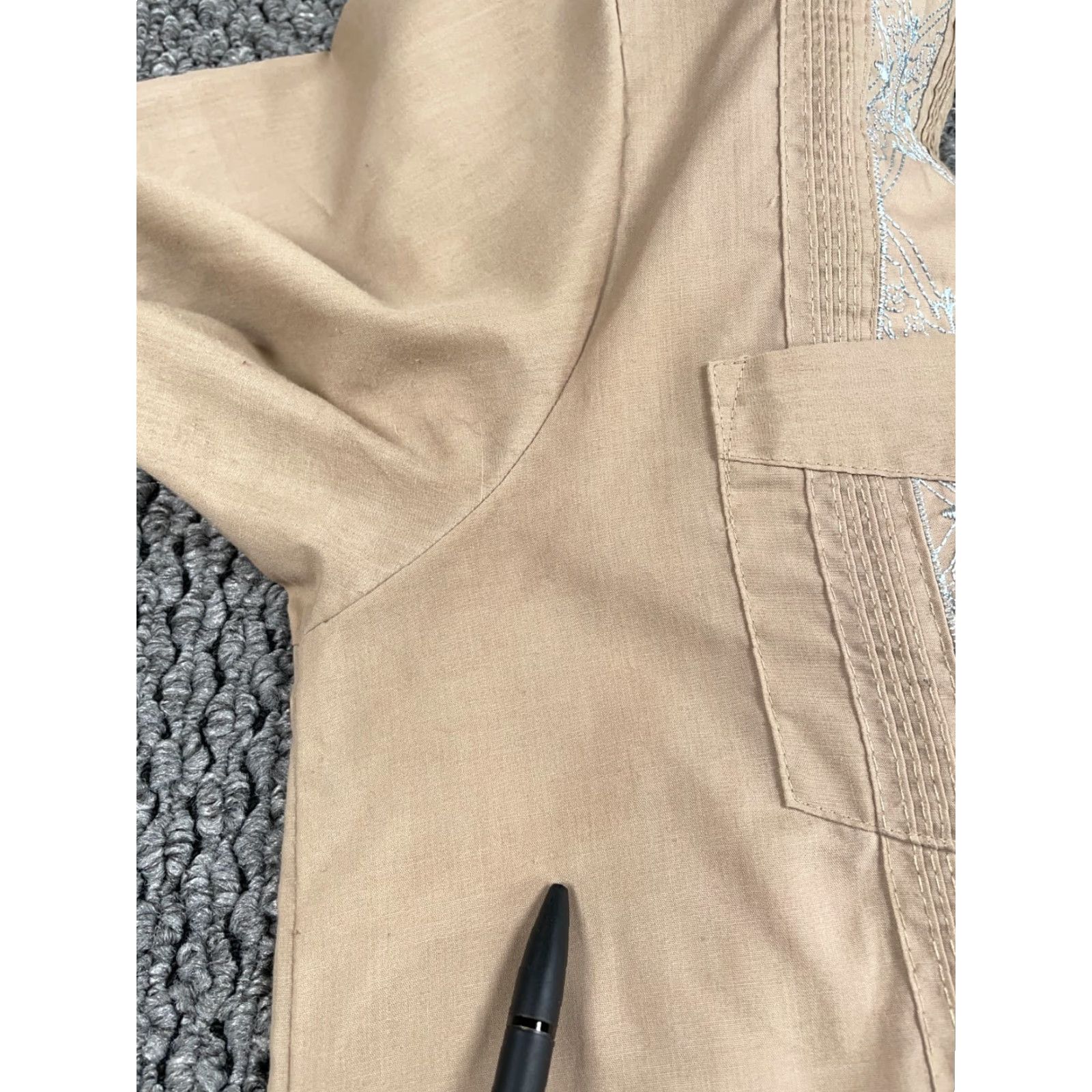 Haband VINTAGE Haband Guayabera Pleated Pocket Zip Up Shirt Adult XL Beige Cotton Blend Cuban Mafia Size US XL / EU 56 / 4 - 5 Thumbnail