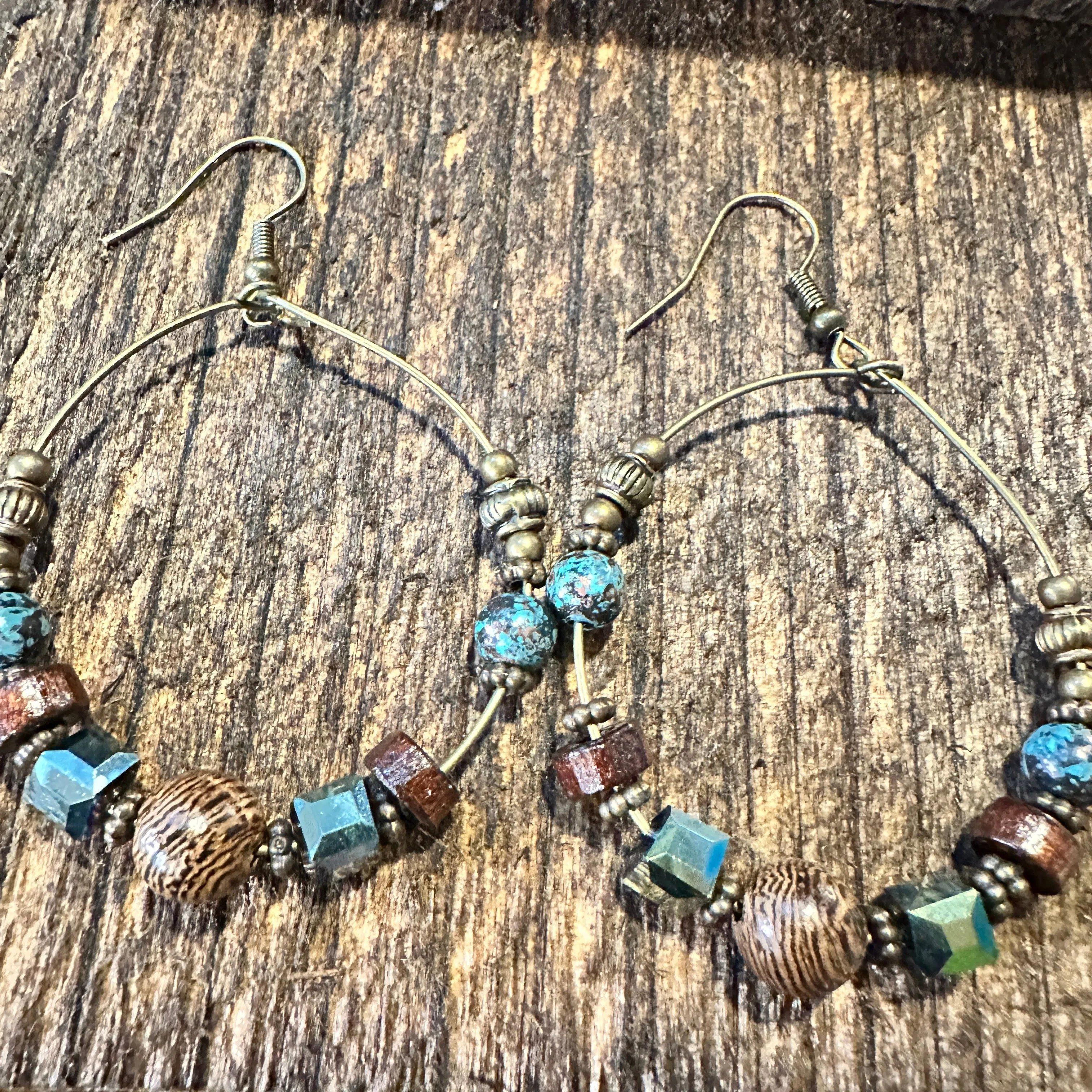 Other Handmade Western Hippie Copper Wire Wooden Beads Drop Earrin Size ONE SIZE - 4 Thumbnail