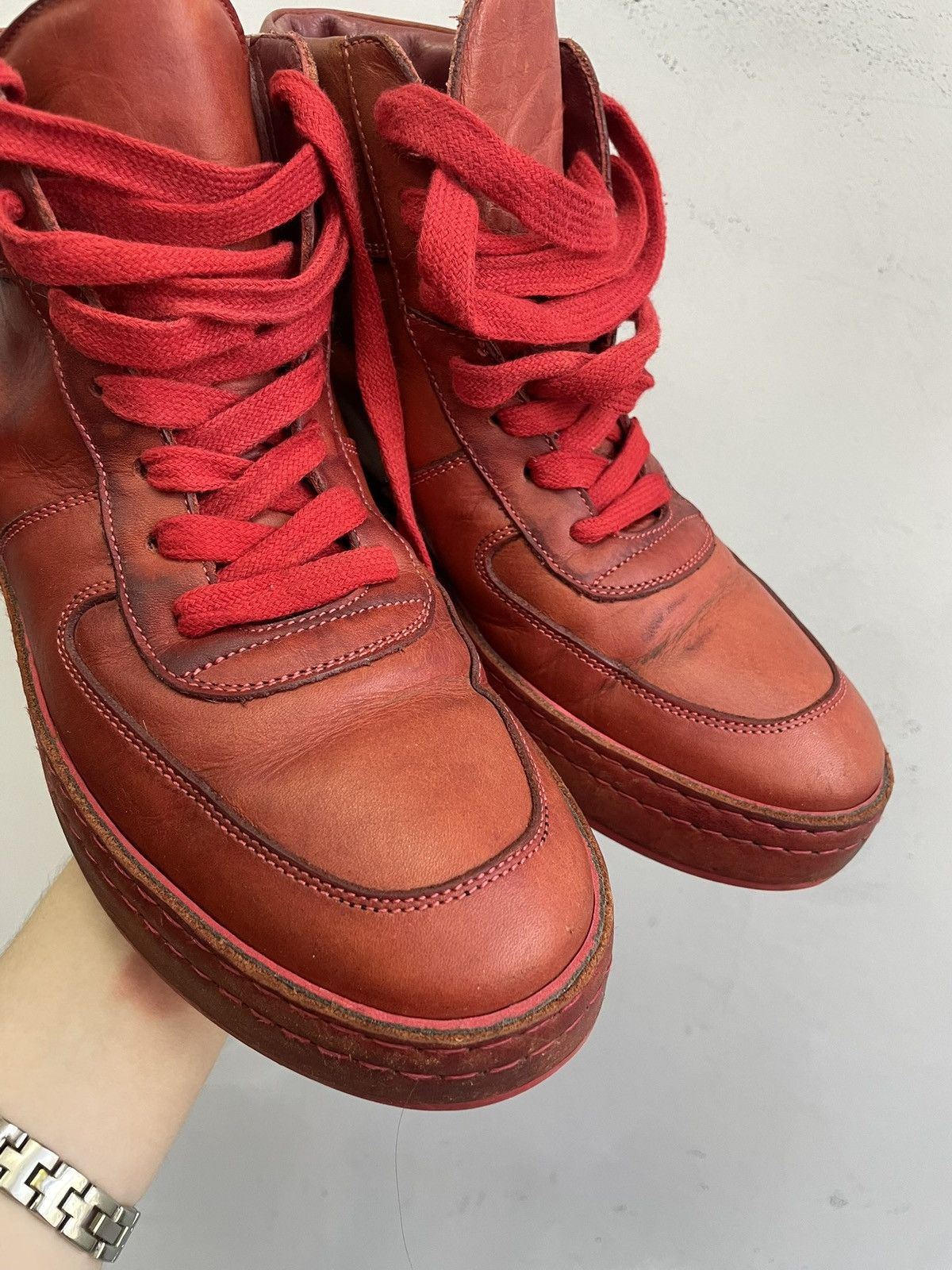 Ann Demeulemeester Ann Demeulemeester Red Leather Shoes Avant-Garde Style Size US 8.5 / IT 38.5 - 3 Thumbnail