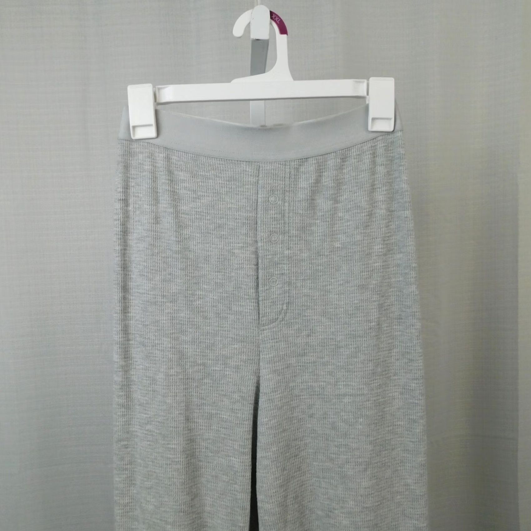 Vintage Wondershop Men's Pajama Pants - XL Gray Thermal Knit Pull On Waist Elastic Ribbed Cuff Holiday Christmas Mens Size US 36 / EU 52 - 3 Thumbnail