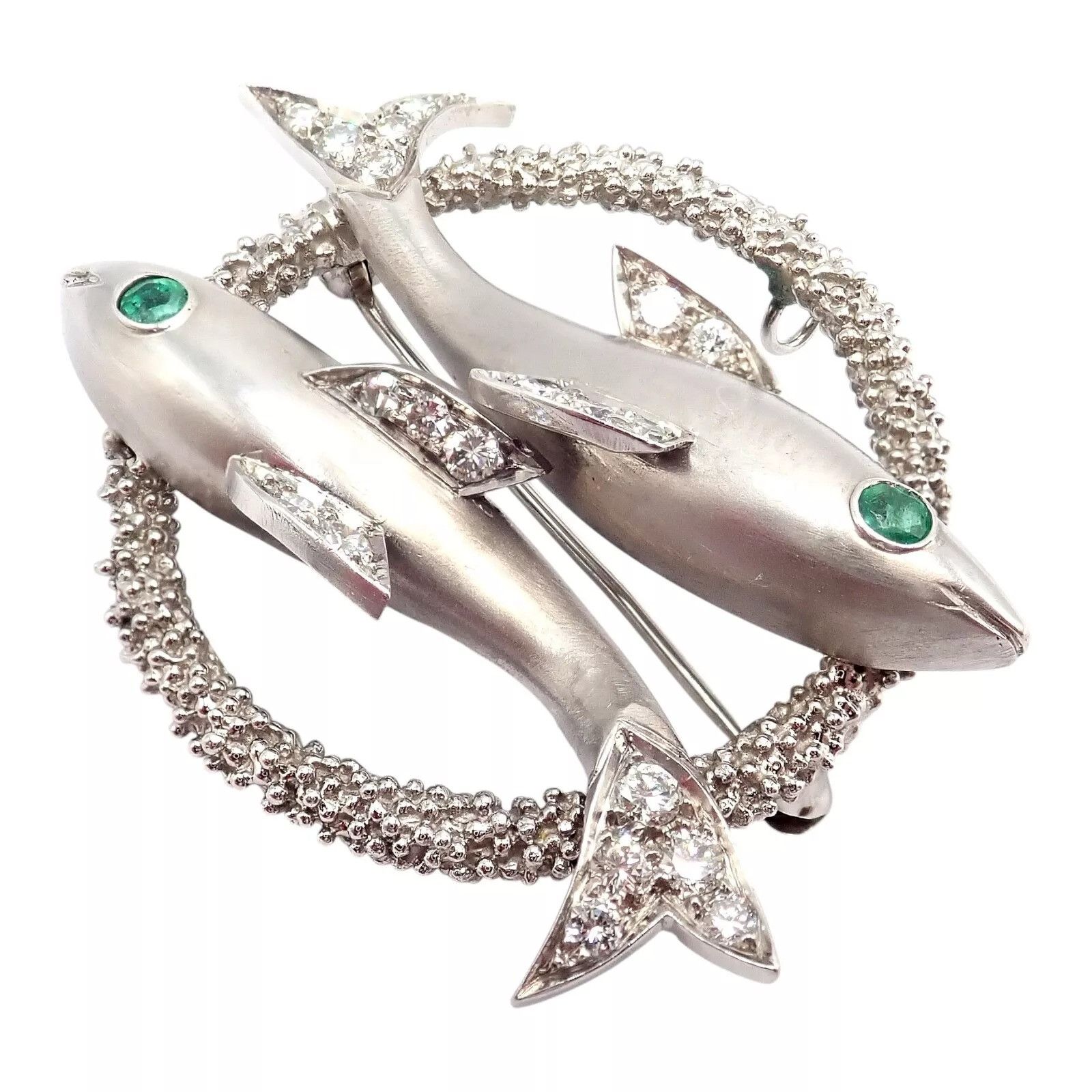 Cartier Cartier White Gold Platinum Diamond Emerald Zodiac Brooch Size ONE SIZE - 12 Thumbnail