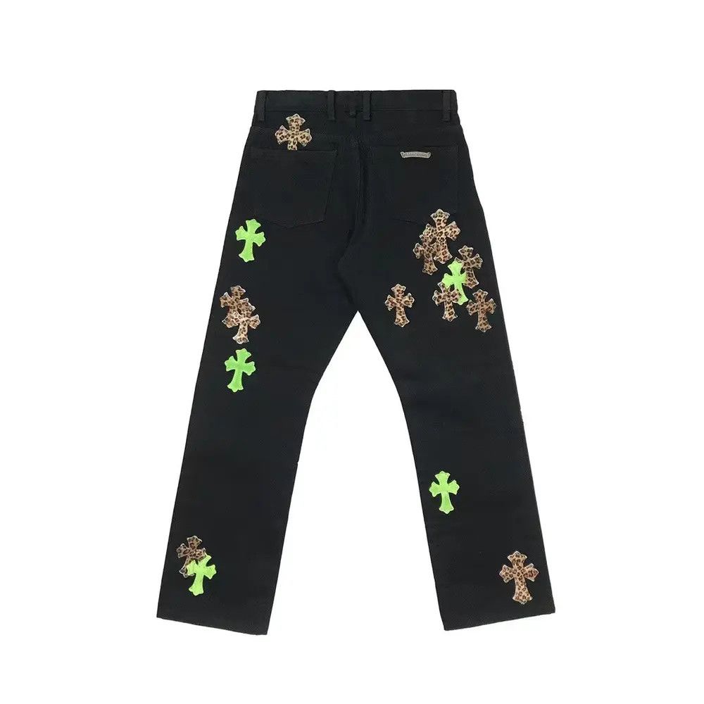 Chrome Hearts Chrome Hearts Leopard Green Leather Cross Patch Jeans Size US 34 / EU 50 - 2 Thumbnail