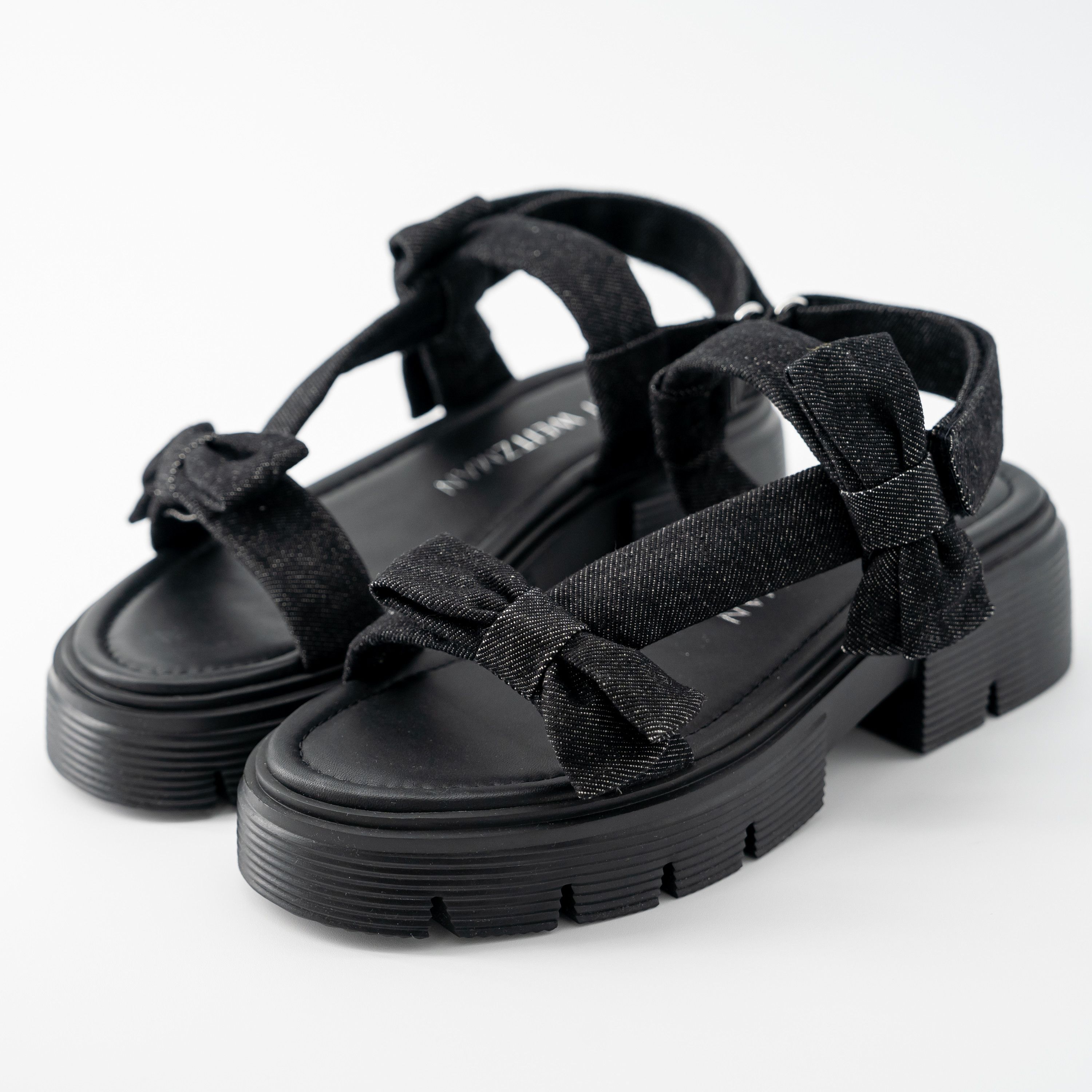 Stuart Weitzman 9 - Stuart Weitzman Sofia Nolita Lug Sole Sandal Black Bow Size US 9 / IT 39 - 1 Thumbnail