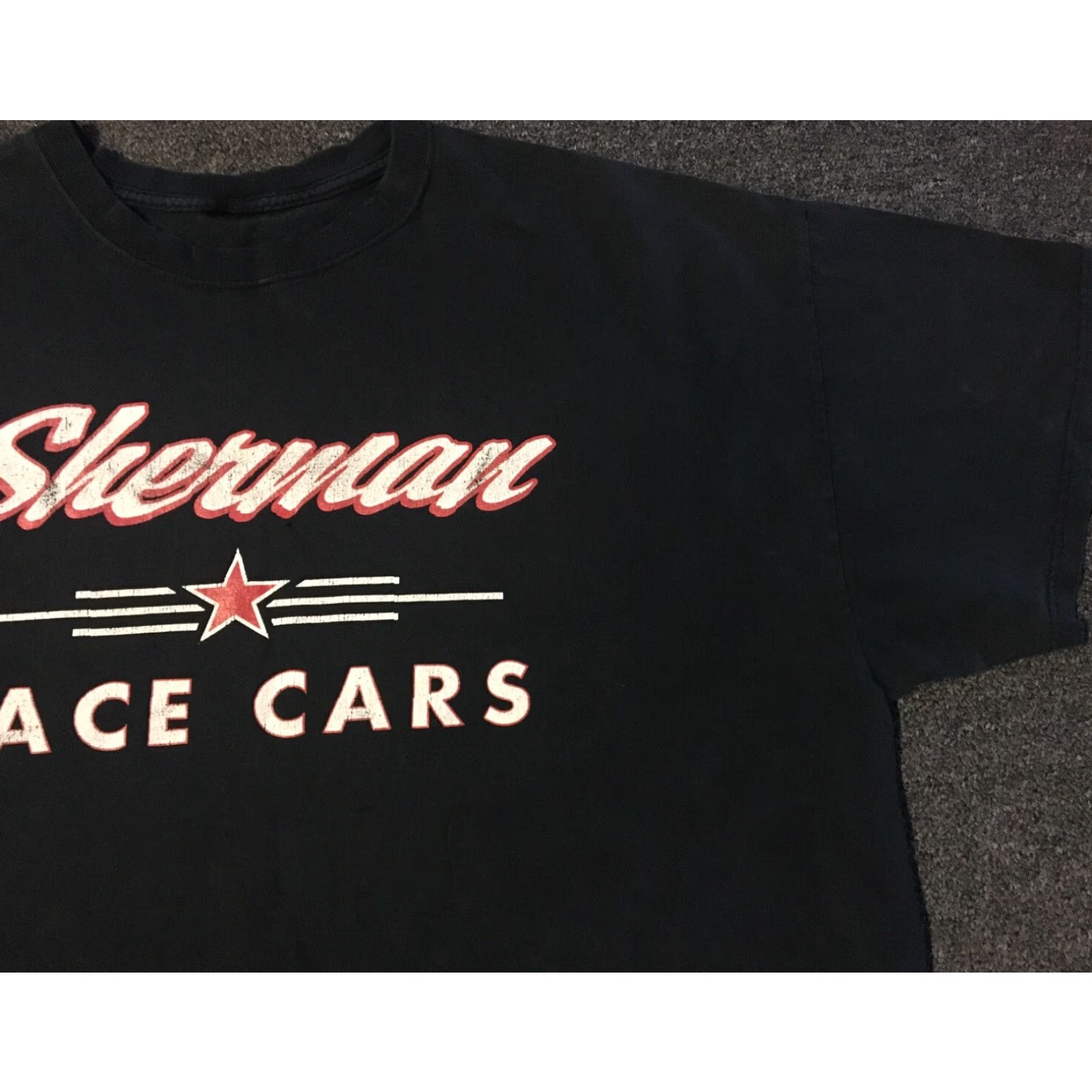 NASCAR VINTAGE Sherman Race Cars Thrashed Shirt XXL Distressed 2XL Black USA 90s Grunge Punk NASCAR Racing Cars Men Shirt Mens Size US XXL / EU 58 / 5 - 5 Thumbnail