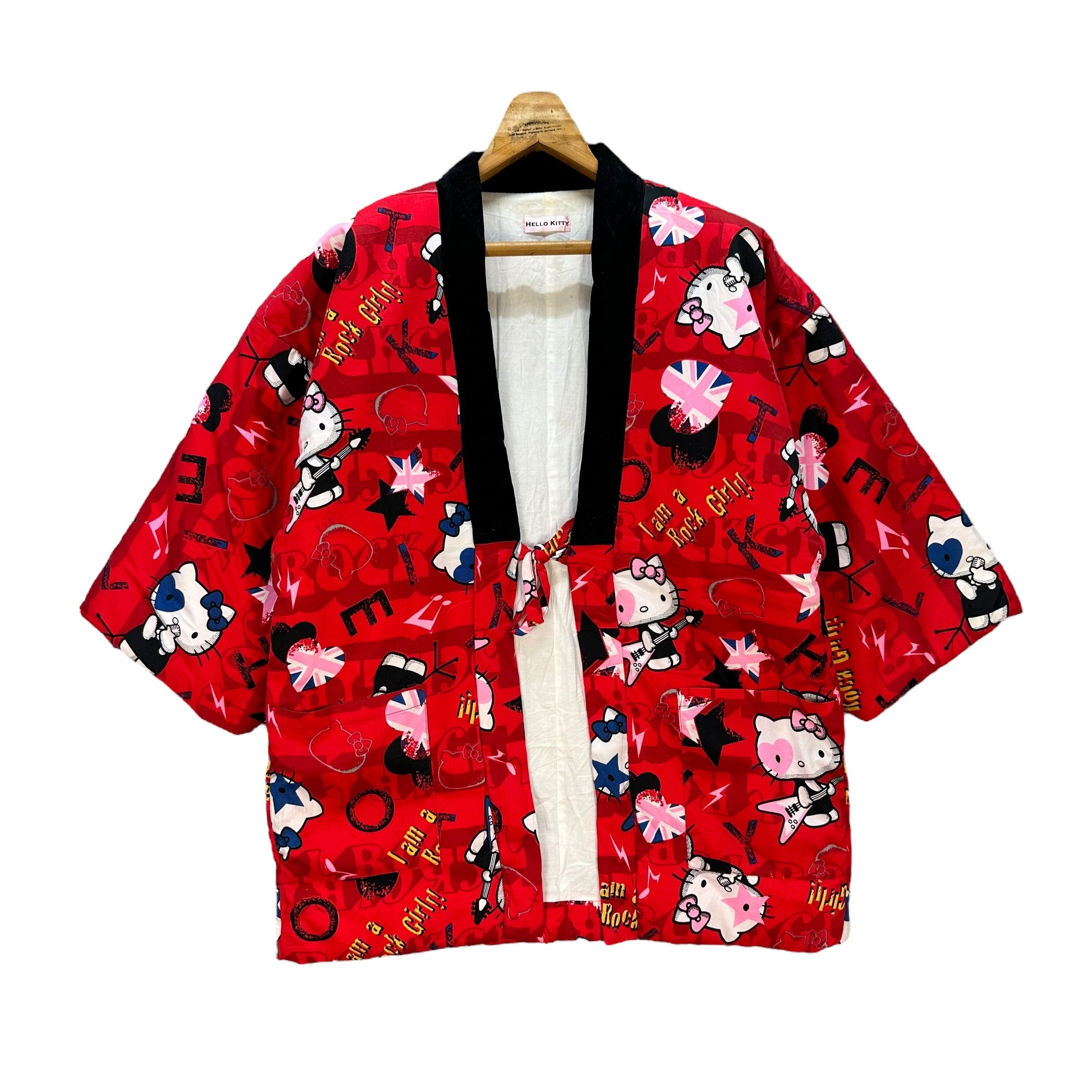 Japanese Brand HELLO KITTY ROCK GIRL FULLPRINT RED KIMONO JACKET #9119-58 Size L / US 10 / IT 46 - 1 Thumbnail