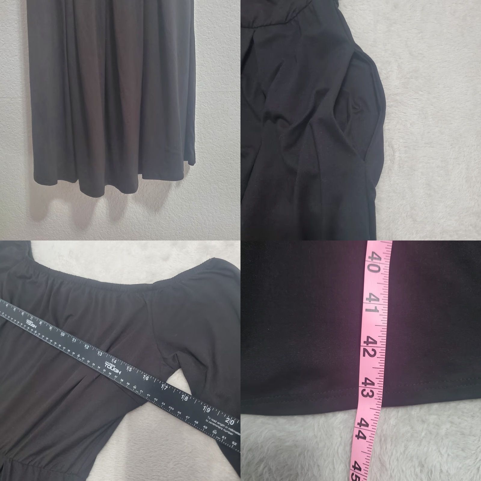 Black Halo VINTAGE AJ My Amelia James Midi Dress Women XL Black Half Sleeve Pockets Flowy Balletcore Size XL / US 12-14 / IT 48-50 - 8 Thumbnail