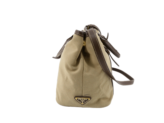 Prada Prada 2-Way Jacquard Canvas Leather Tan Shoulder Bag Size ONE SIZE - 4 Thumbnail