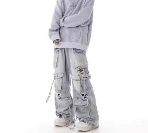 Jean Street hip hop grunge ripped wide leg jeans Size US 32 / EU 48 - 4 Thumbnail