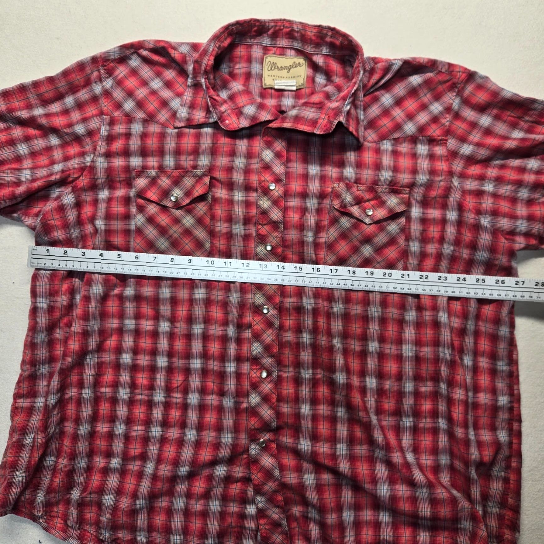 Wrangler VINTAGE Wrangler Men’s Casual Short Sleeve Plaid Button-Down Shirt 3XL Red Cotton Spring Summer Fall Size US XXL / EU 58 / 5 - 4 Thumbnail