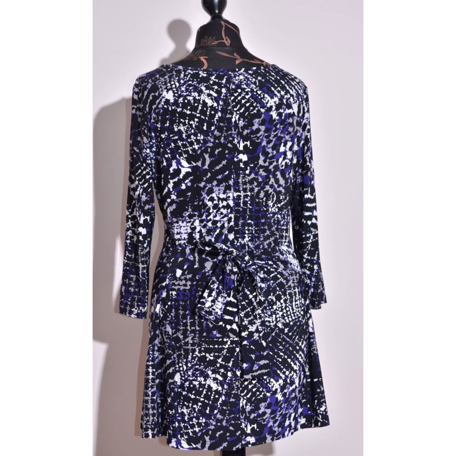 Joseph Ribkoff Joseph Ribkoff Womens Stretchy Long Sleeve Dress Black/Blue/White Size UK14 IT46 Size XL / US 12-14 / IT 48-50 - 4 Thumbnail