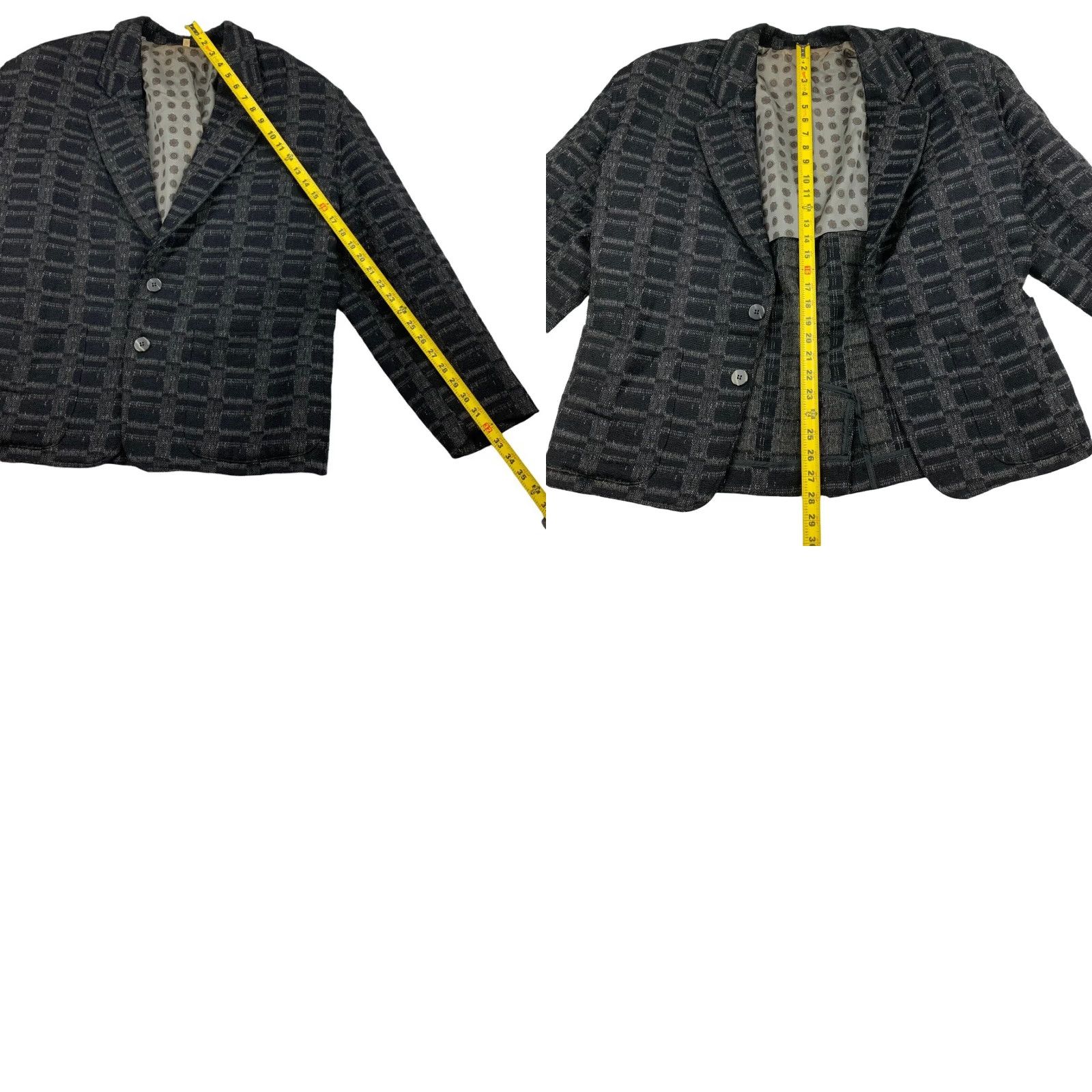 Vintage Mauro Burani Blazer Jacket Women Black/Gray Geometric Size 52 IT | 42 US, 2 Button Front, Short, Polyester, Regular, Basic Jacket Size XXL / US 16-18 / IT 52-54 - 8 Thumbnail