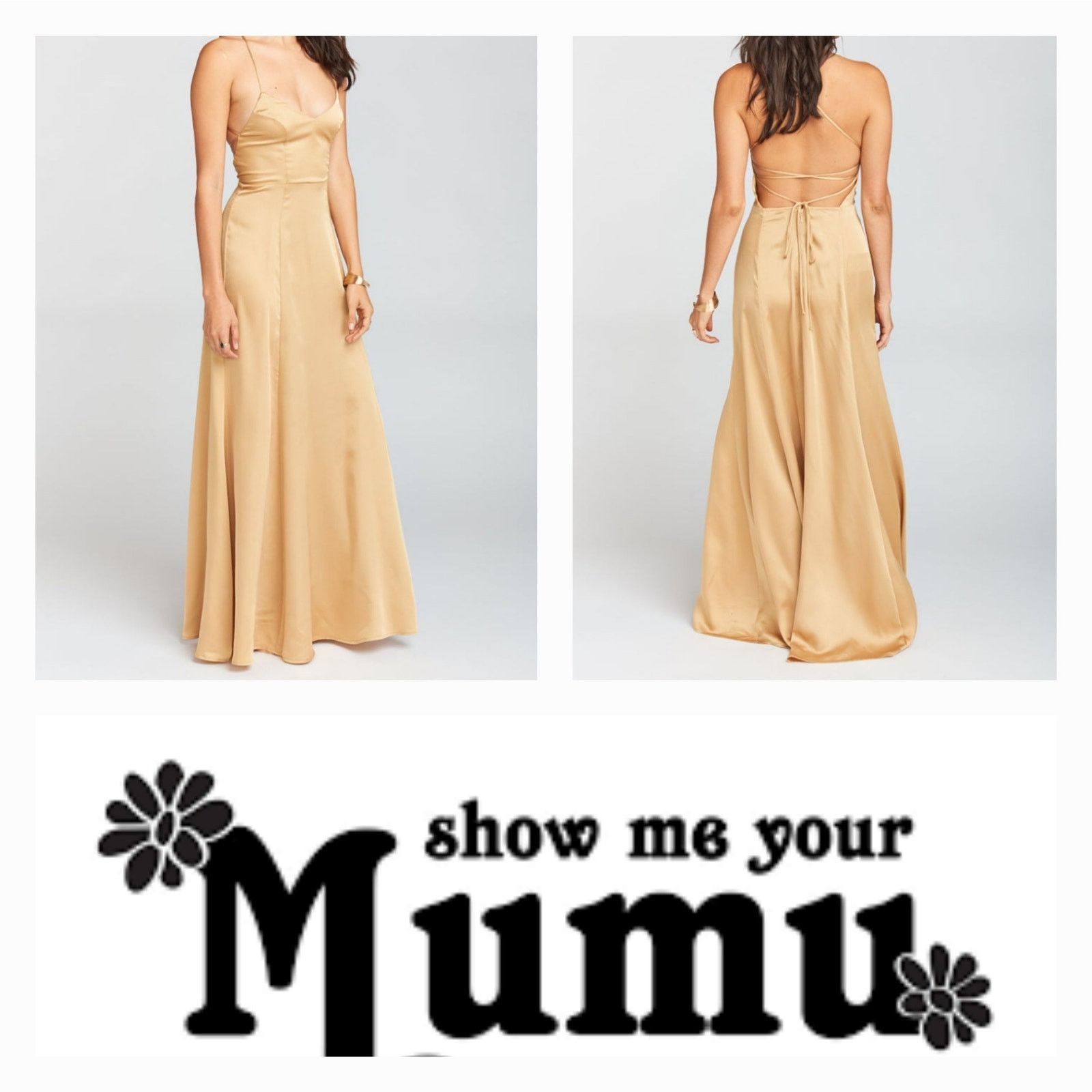 Show Me Your MuMu NWT Show Me Your MuMu Godshaw Goddess Gown Sz. XL Gold Satin Size XL / US 12-14 / IT 48-50 - 1 Thumbnail